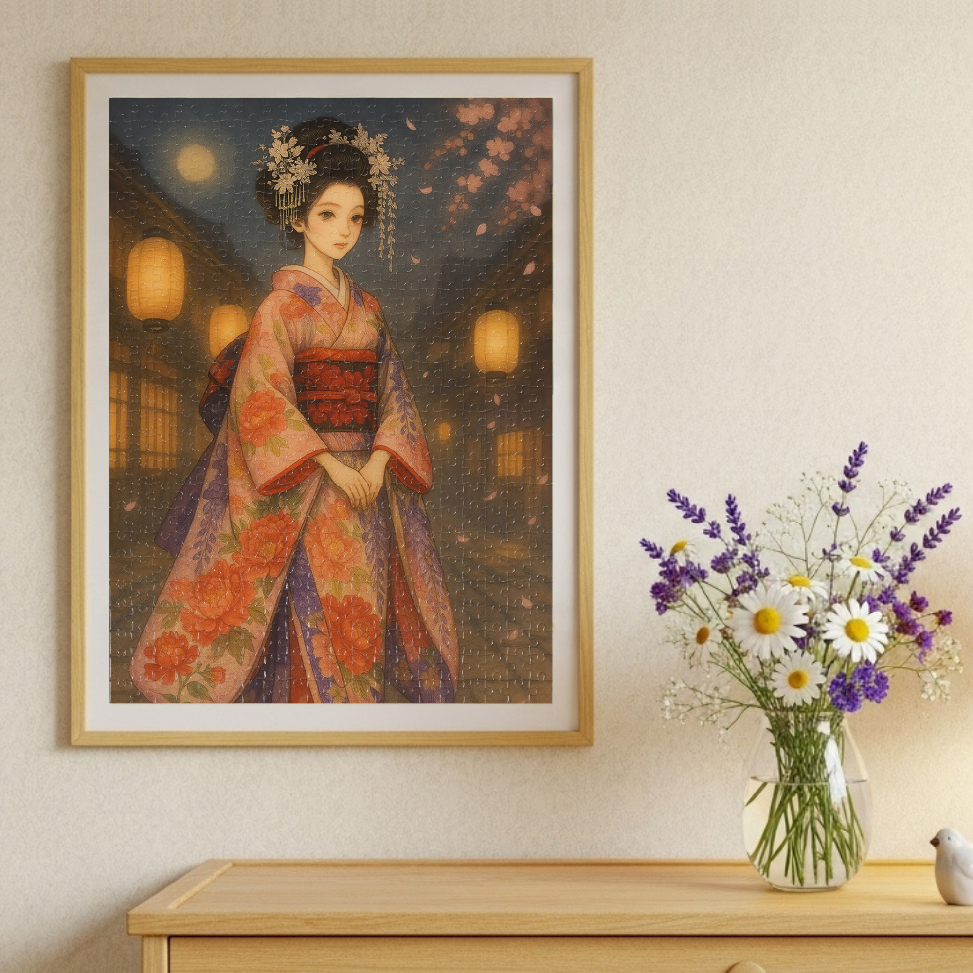 Kimono Beauty Puzzle – Moonlight and Cherry Blossoms (252 / 500 / 1000 Pieces) product thumbnail image