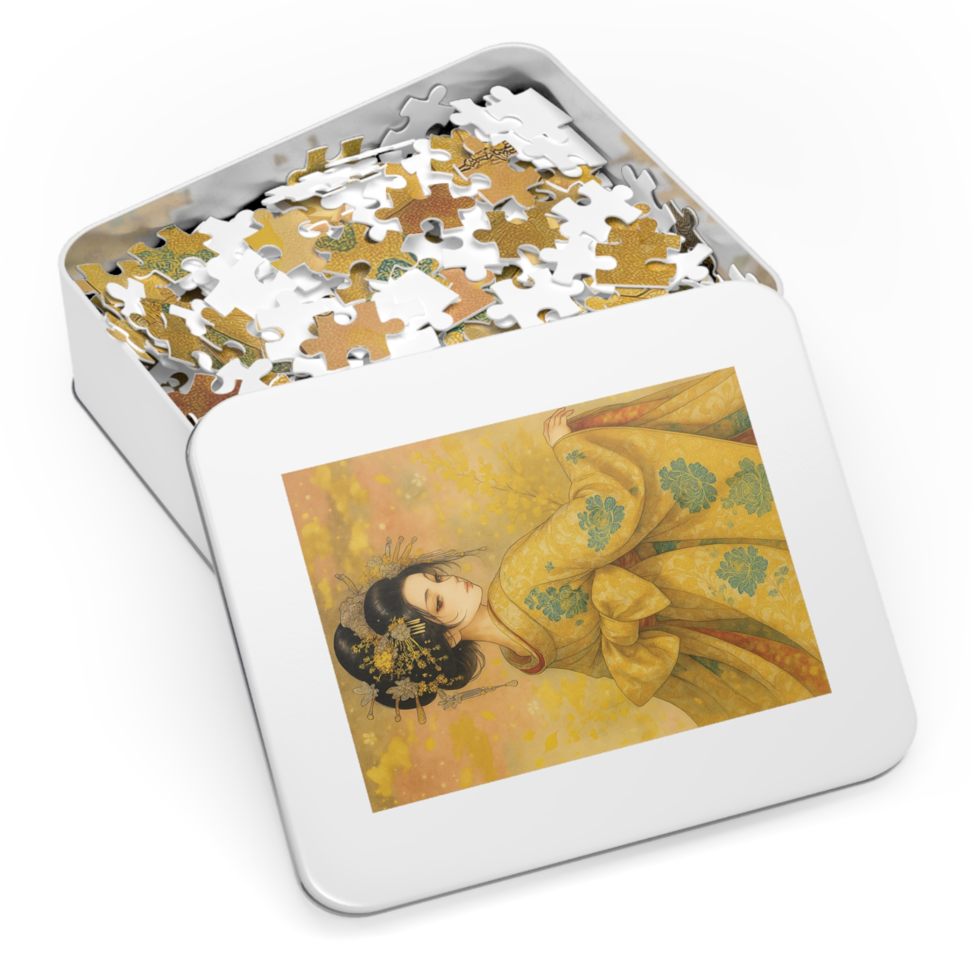 Golden Stillness｜Japanese Kimono Woman in Quiet Grace : A Japanese Art Puzzle by SakuraWaStyle product thumbnail image