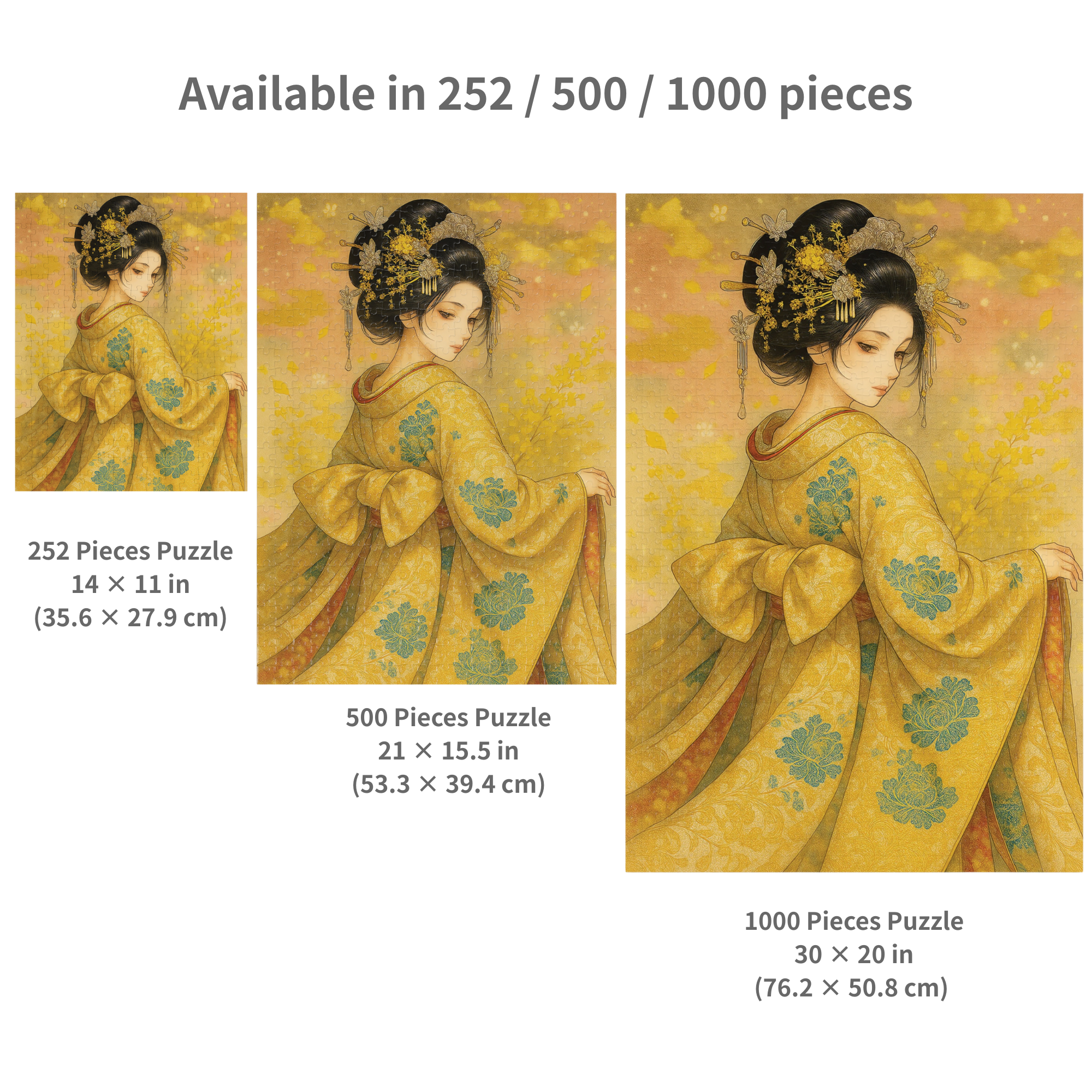 Golden Stillness｜Japanese Kimono Woman in Quiet Grace : A Japanese Art Puzzle by SakuraWaStyle product thumbnail image