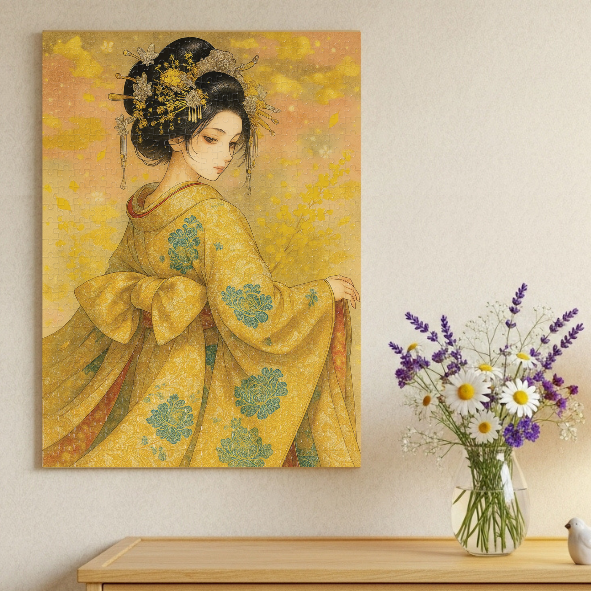 Golden Stillness｜Japanese Kimono Woman in Quiet Grace : A Japanese Art Puzzle by SakuraWaStyle product thumbnail image