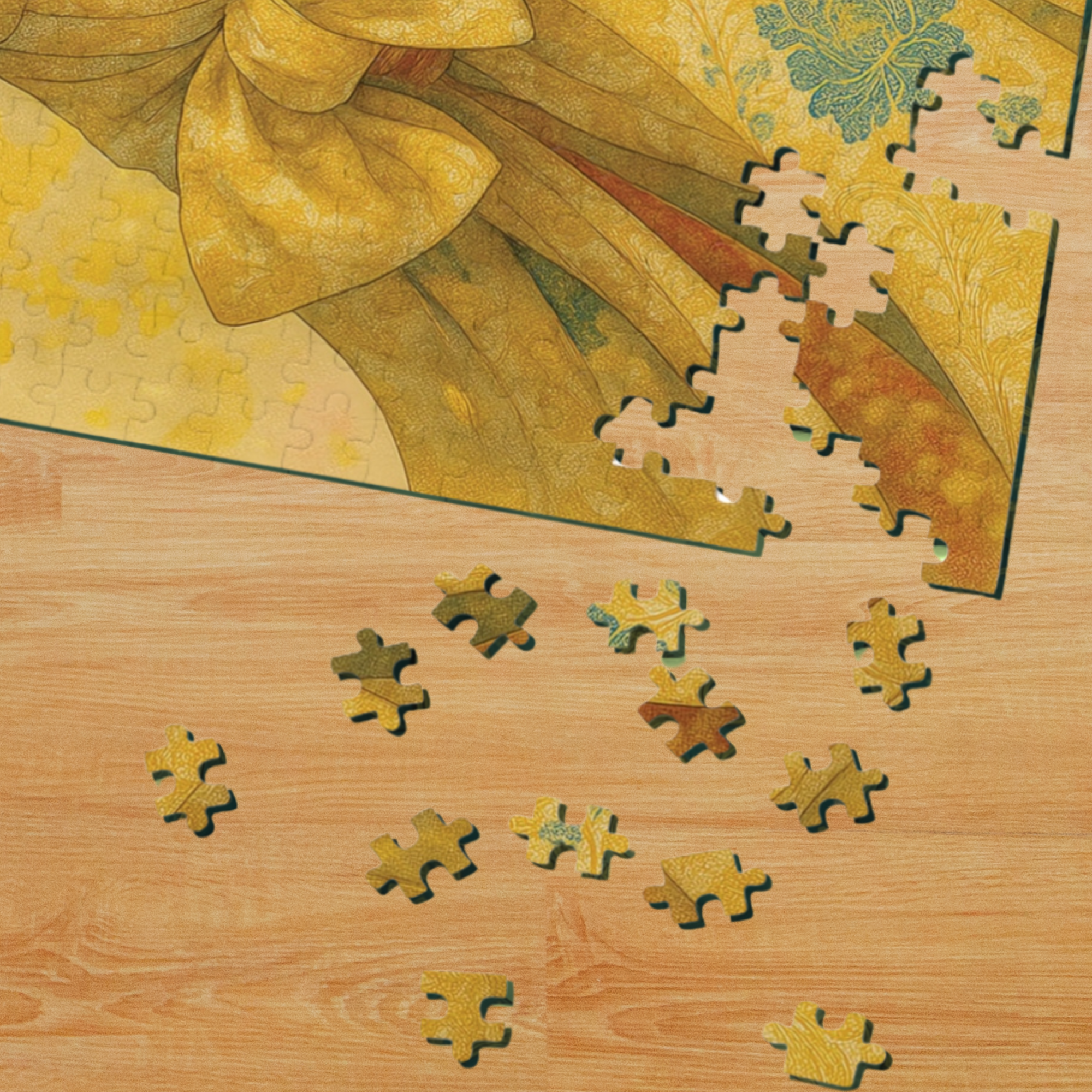 Golden Stillness｜Japanese Kimono Woman in Quiet Grace : A Japanese Art Puzzle by SakuraWaStyle product thumbnail image