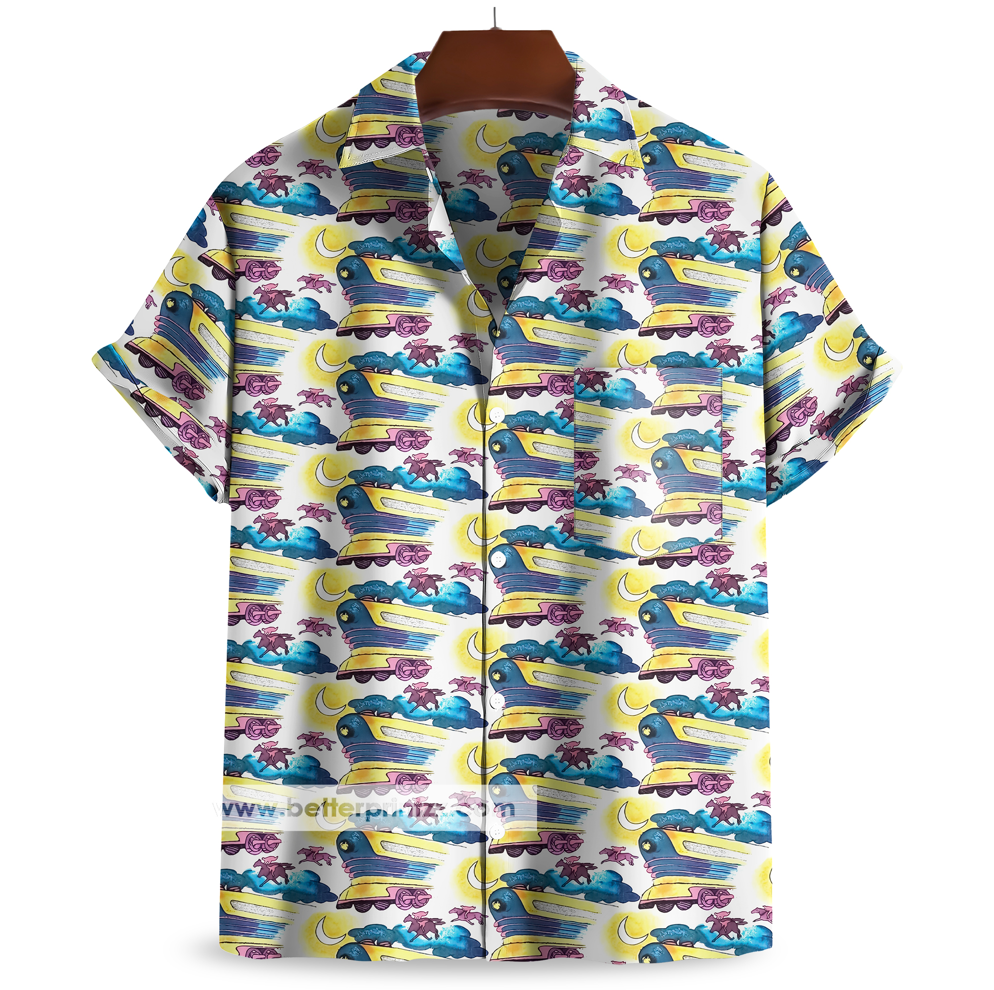 Back to the Future Shirt, Doc Brown Hawaiian Shirt Replica, BTTF 2 Doc Train Shirt, Back to the Future Costume Shirt, Doc Brown Cosplay product thumbnail image Back to the Future Shirt, Doc Brown Hawaiian Shirt Replica, BTTF 2 Doc Train Shirt, Back to the Future Costume Shirt, Doc Brown Cosplay product thumbnail image