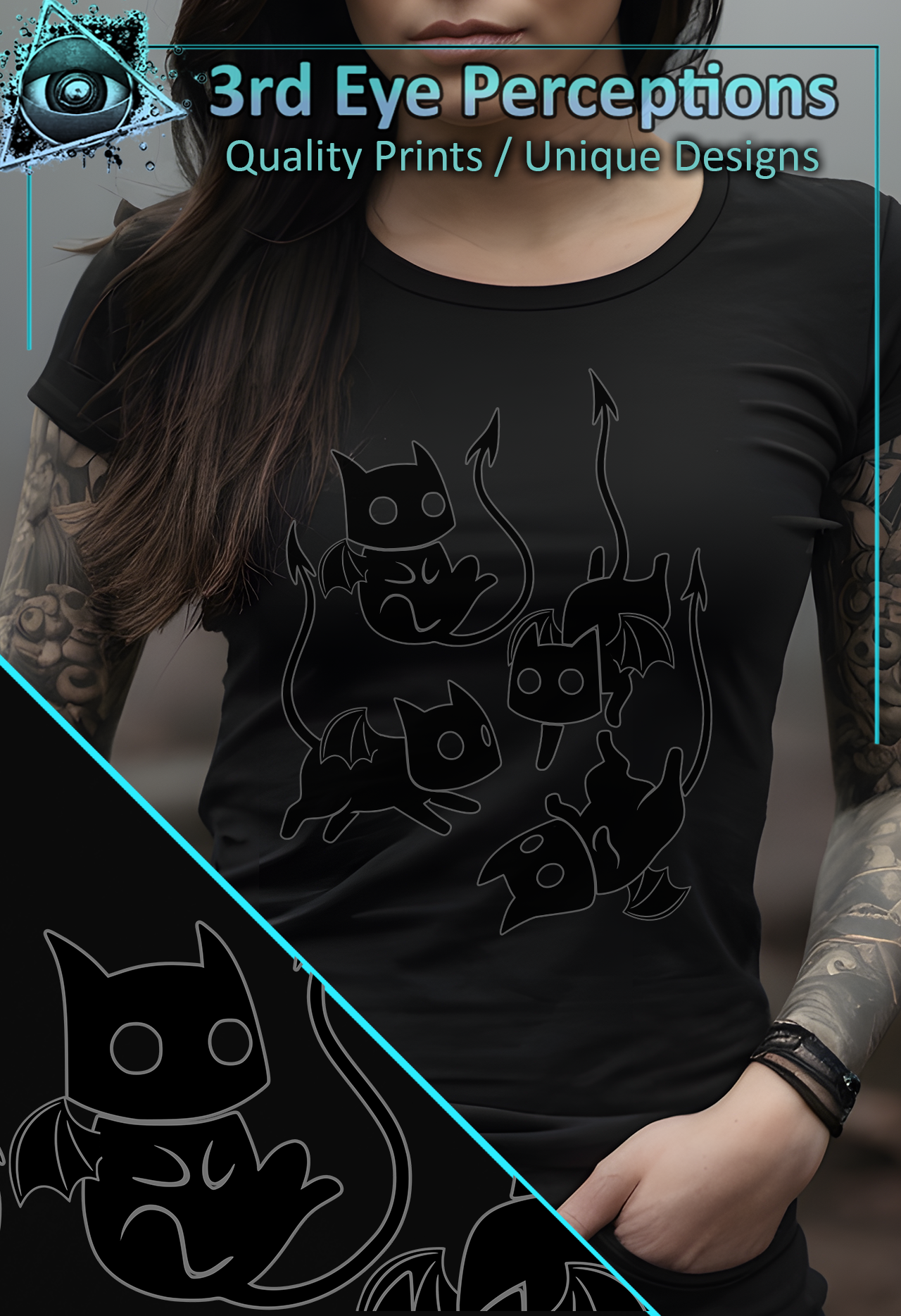 Funny Adorable Voidling Demon Cat Graphic Gothic Obscure Cartoon Black product thumbnail image