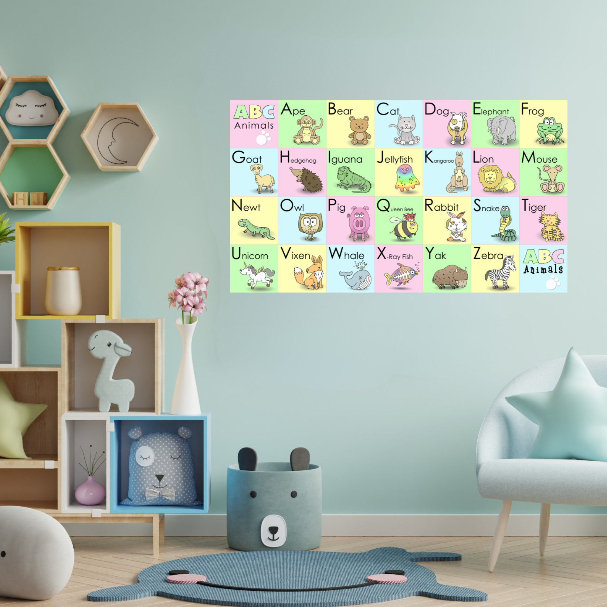 ABC Animals Canvas Art, Kid's Wall Decor, Nursery Wall Art, Animal Alphabet Print, Children's Room Decoration product thumbnail image