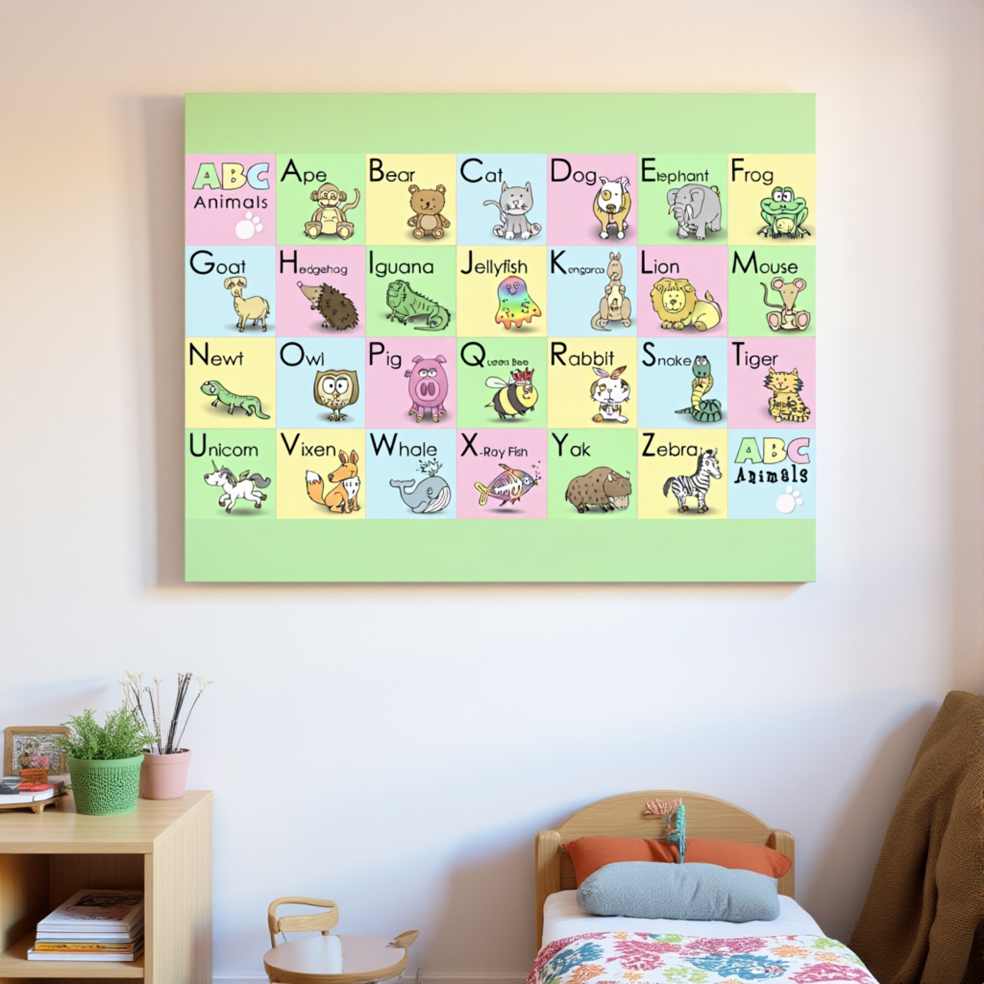 ABC Animals Canvas Art, Kid's Wall Decor, Nursery Wall Art, Animal Alphabet Print, Children's Room Decoration product thumbnail image ABC Animals Canvas Art, Kid's Wall Decor, Nursery Wall Art, Animal Alphabet Print, Children's Room Decoration product thumbnail image