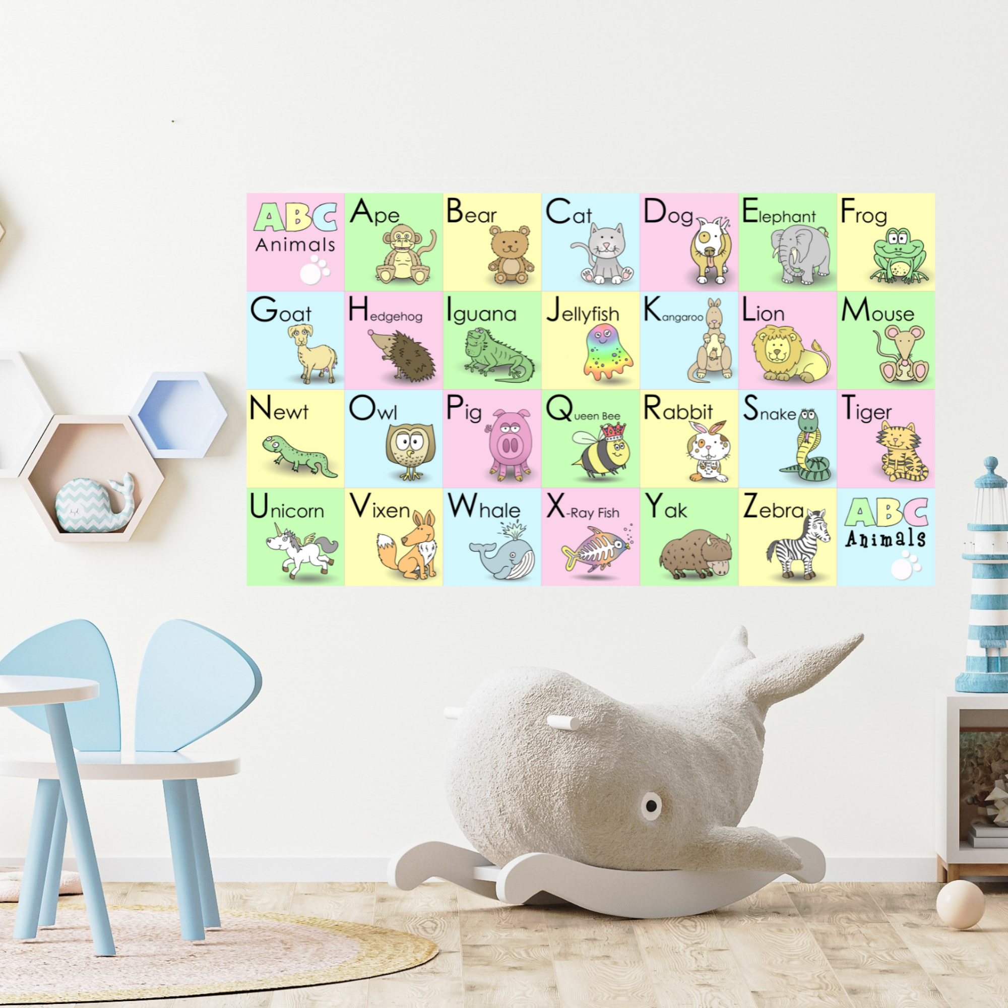 ABC Animals Canvas Art, Kid's Wall Decor, Nursery Wall Art, Animal Alphabet Print, Children's Room Decoration product thumbnail image