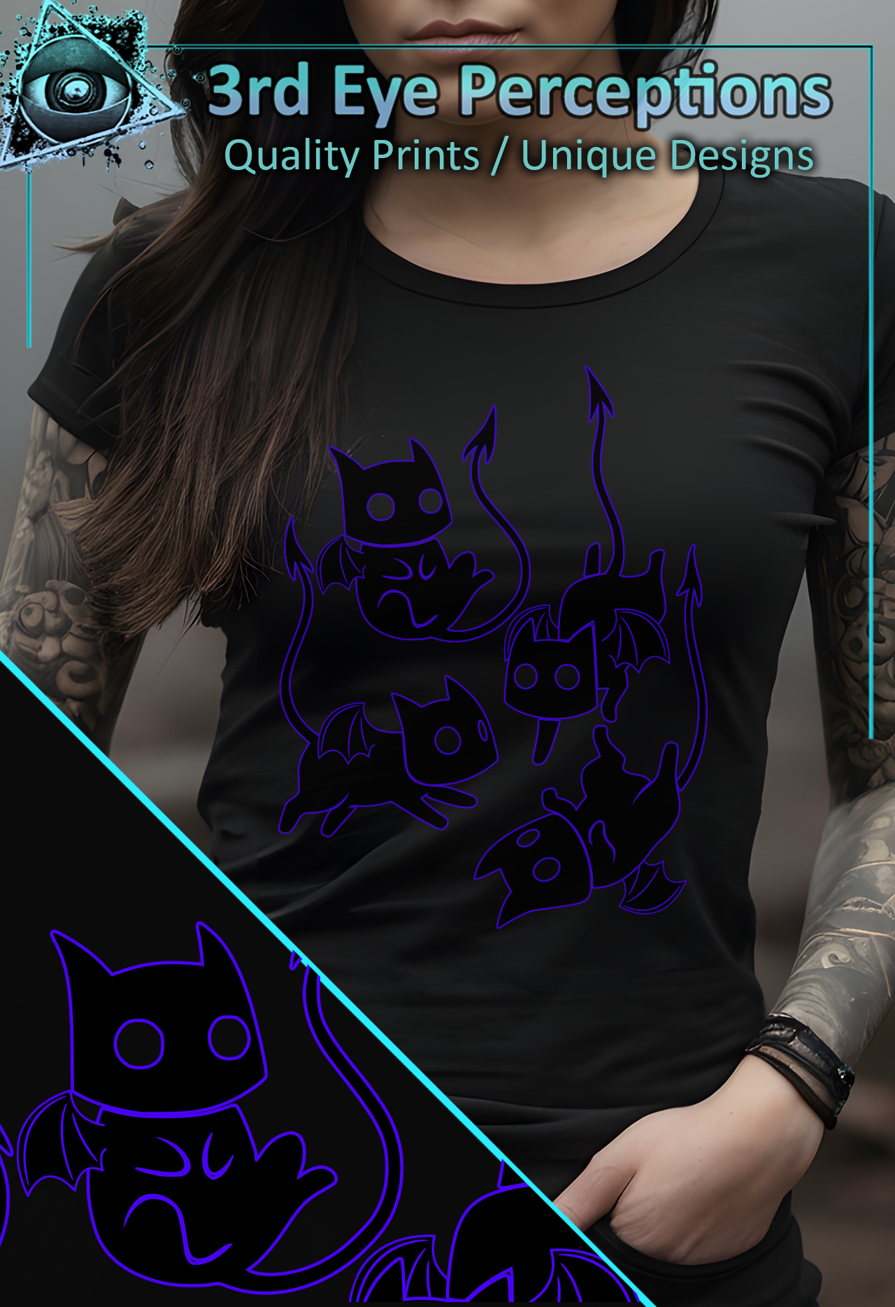 Copy of Copy of Funny Adorable Voidling Demon Cat Graphic Gothic Obscure Cartoon purple