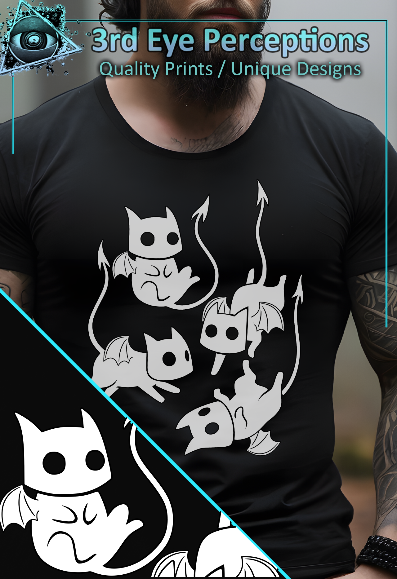 Funny Adorable Voidling Demon Cat Graphic Gothic Obscure Cartoon White Funny Adorable Voidling Demon Cat Graphic Gothic Obscure Cartoon White