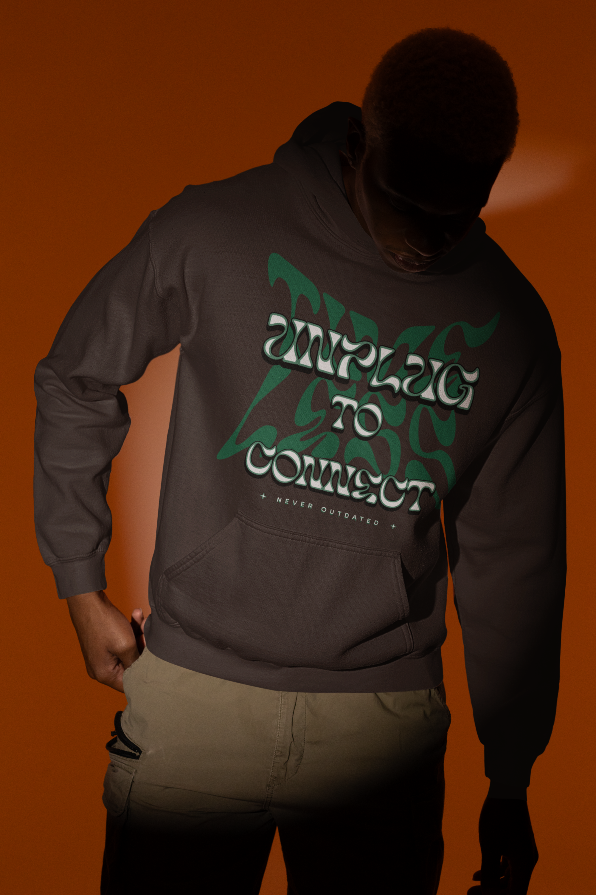 Unplug to Connect - TimeLess Hoodie, Urban Graphic Hoodie for Comfort &amp; Style, Perfect for Casual Outings, Gifts for Hipsters, Streetwear Fashion, Everyday Wear, Lounge Attire product thumbnail image