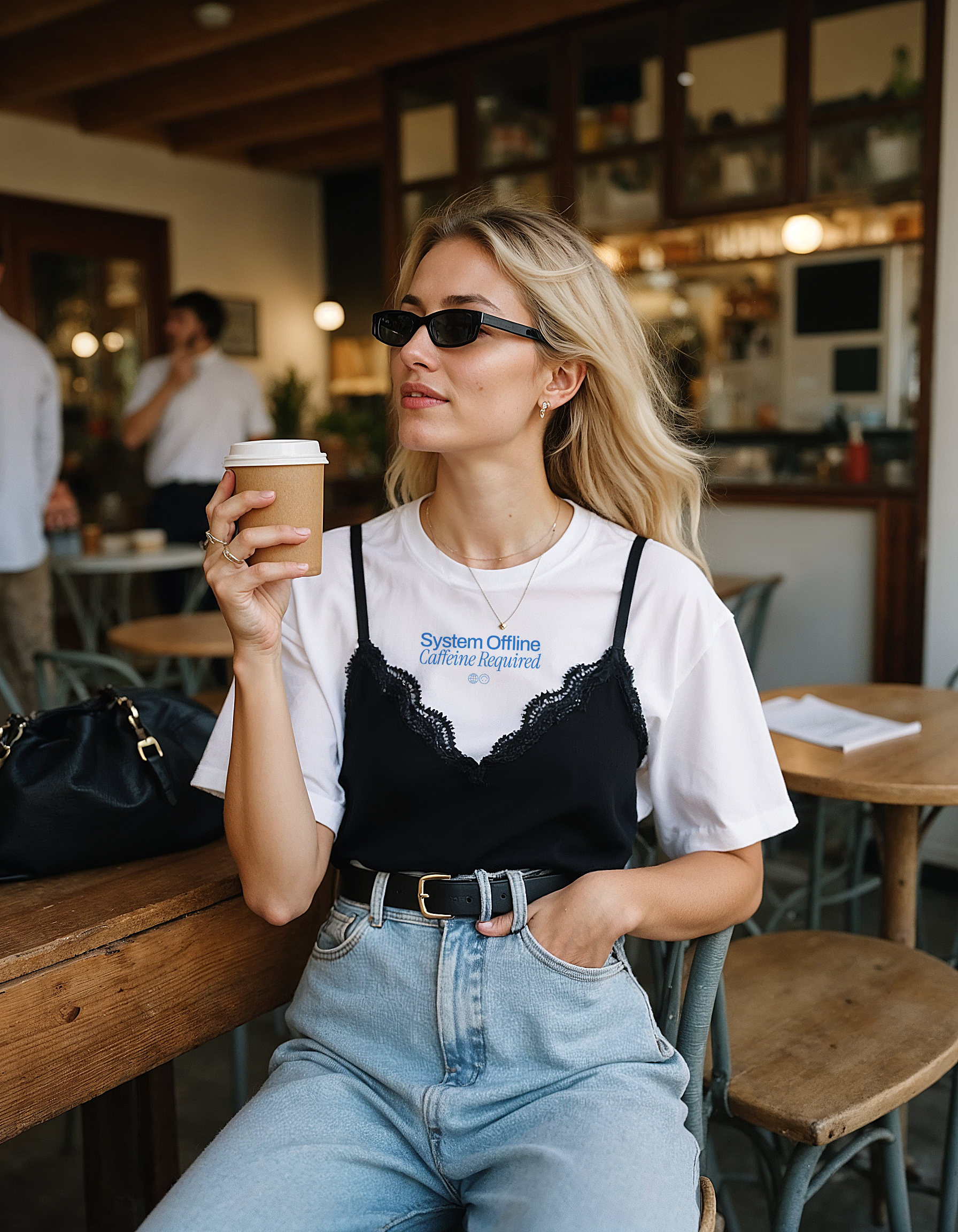 System Offline Caffeine Required | Unisex T-shirt | Front &amp; back print product thumbnail image