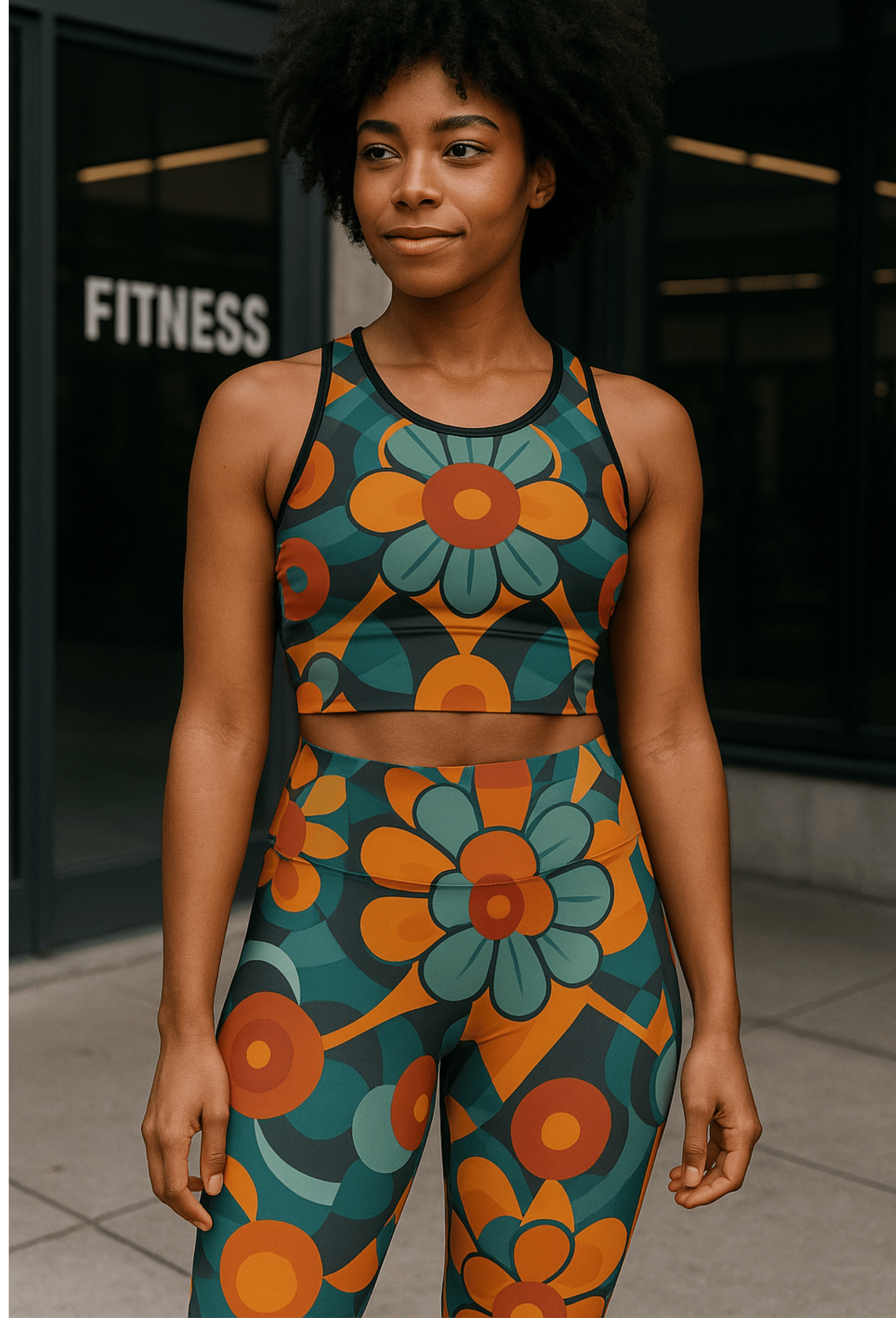 Vibrant Floral Women's Leggings, Comfortable Gym Wear, Stylish Pants for Yoga, Casual Outfits, Perfect for Spring Fashion - Orange / Teal product thumbnail image Vibrant Floral Women's Leggings, Comfortable Gym Wear, Stylish Pants for Yoga, Casual Outfits, Perfect for Spring Fashion - Orange / Teal product thumbnail image
