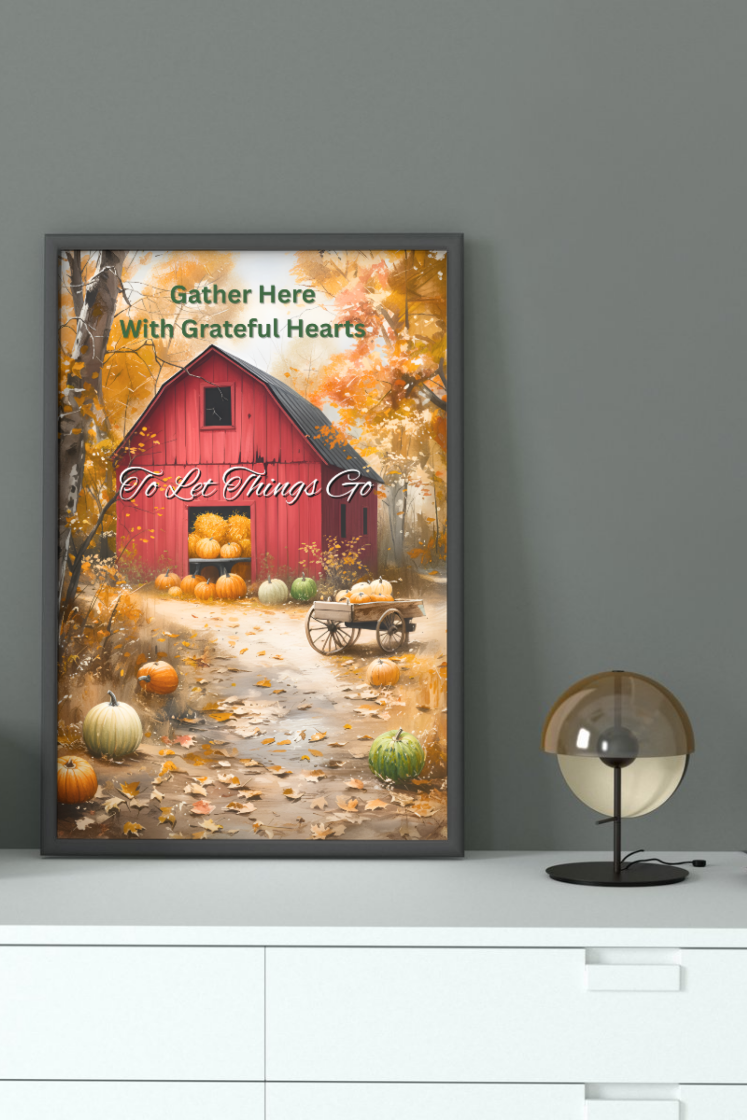 "Gather Here with Grateful Hearts" | Rustic Red Barn Autumn Poster product thumbnail image "Gather Here with Grateful Hearts" | Rustic Red Barn Autumn Poster product thumbnail image