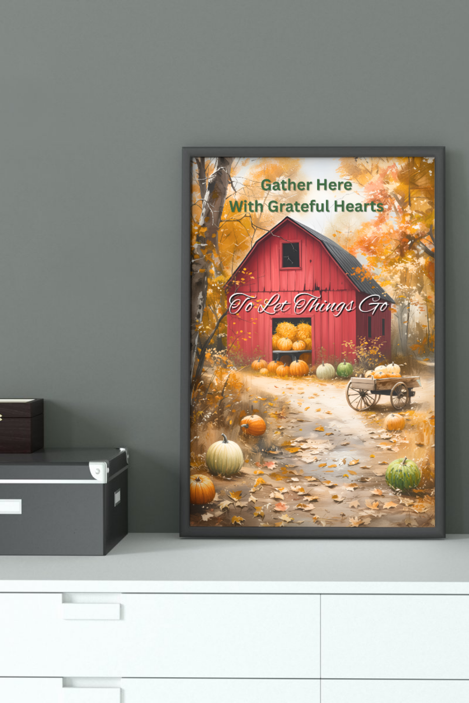 "Gather Here with Grateful Hearts" | Rustic Red Barn Autumn Poster product thumbnail image "Gather Here with Grateful Hearts" | Rustic Red Barn Autumn Poster product thumbnail image