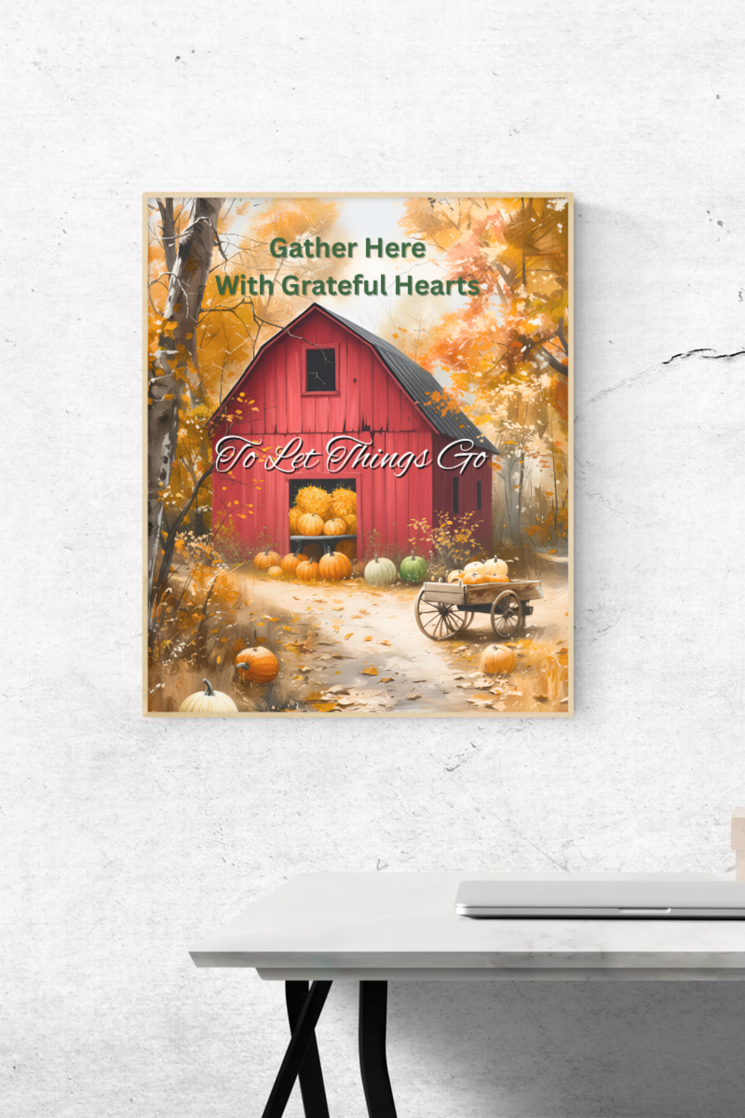 "Gather Here with Grateful Hearts" | Rustic Red Barn Autumn Poster product thumbnail image "Gather Here with Grateful Hearts" | Rustic Red Barn Autumn Poster product thumbnail image