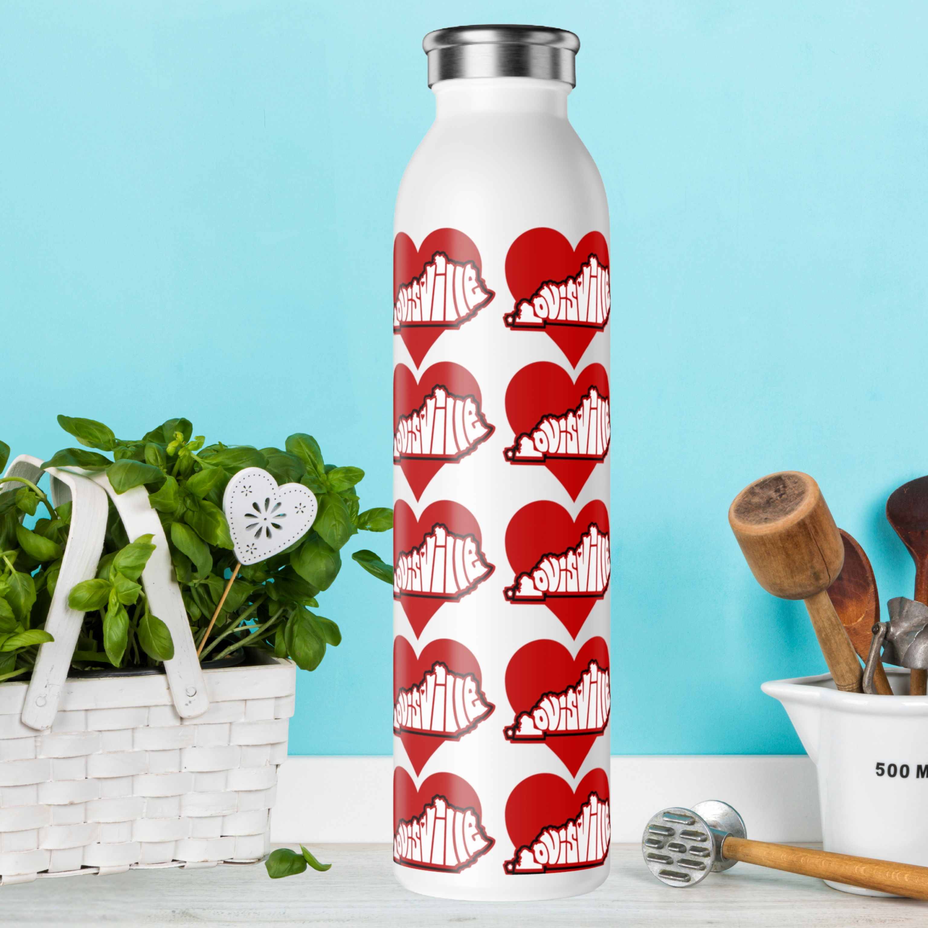 Louisville Kentucky Heart Slim Water Bottle - Eco-Friendly Hydration, Perfect for Gifts, Exercise, Travel, and Daily Use