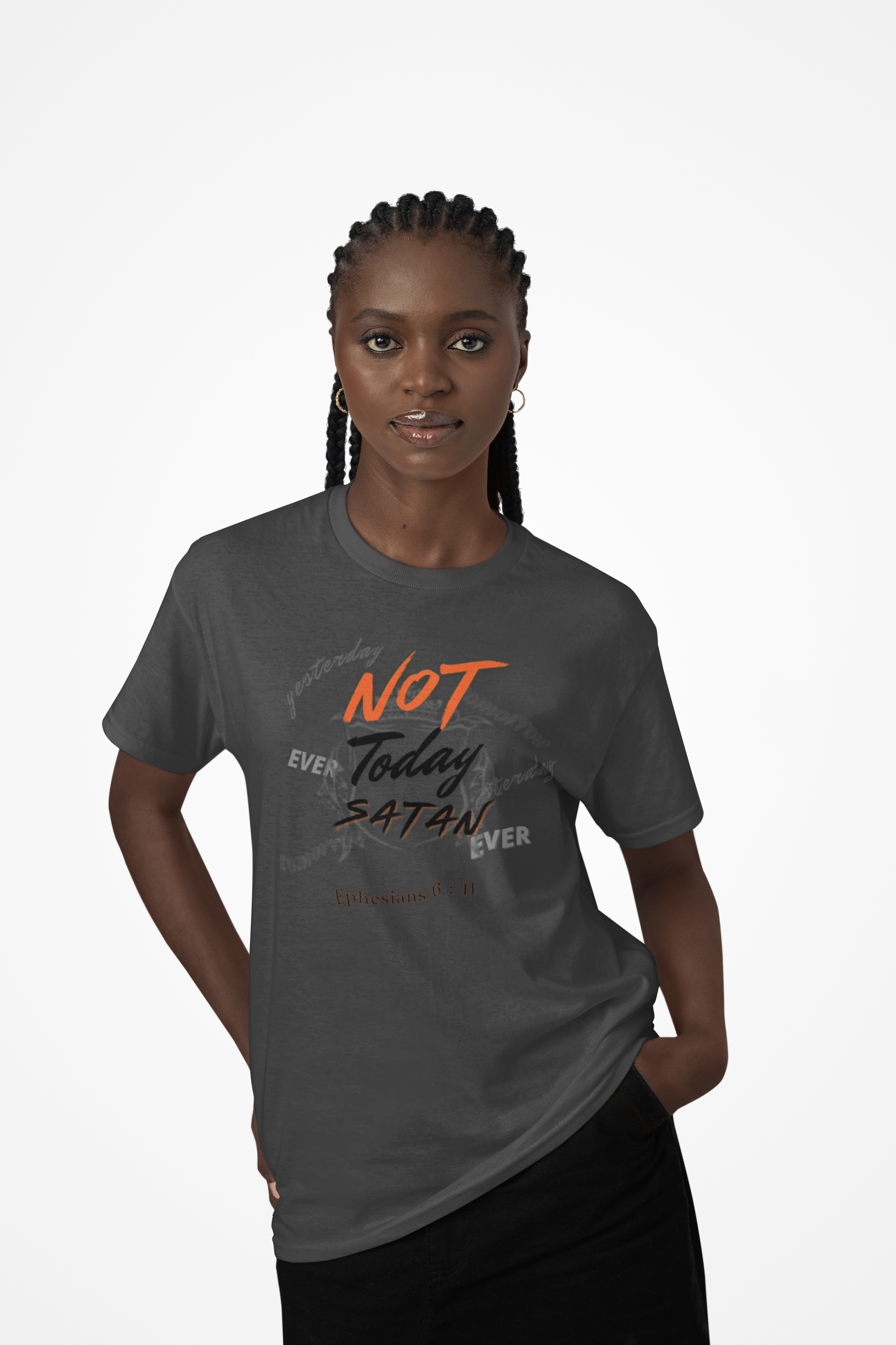 " NOT Today Satan" Standing Firm Faith Design Tee product thumbnail image " NOT Today Satan" Standing Firm Faith Design Tee product thumbnail image