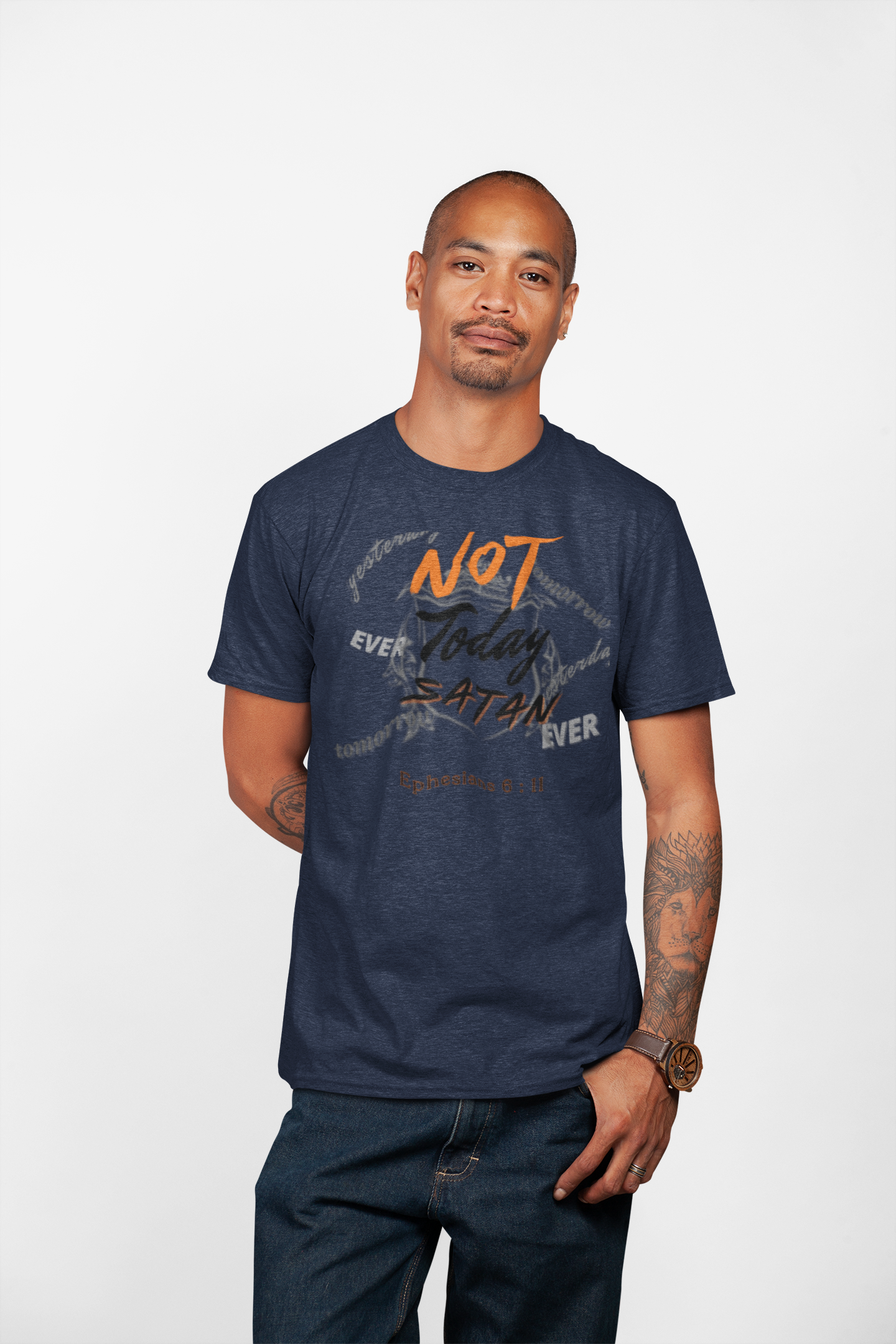 " NOT Today Satan" Standing Firm Faith Design Tee product thumbnail image " NOT Today Satan" Standing Firm Faith Design Tee product thumbnail image