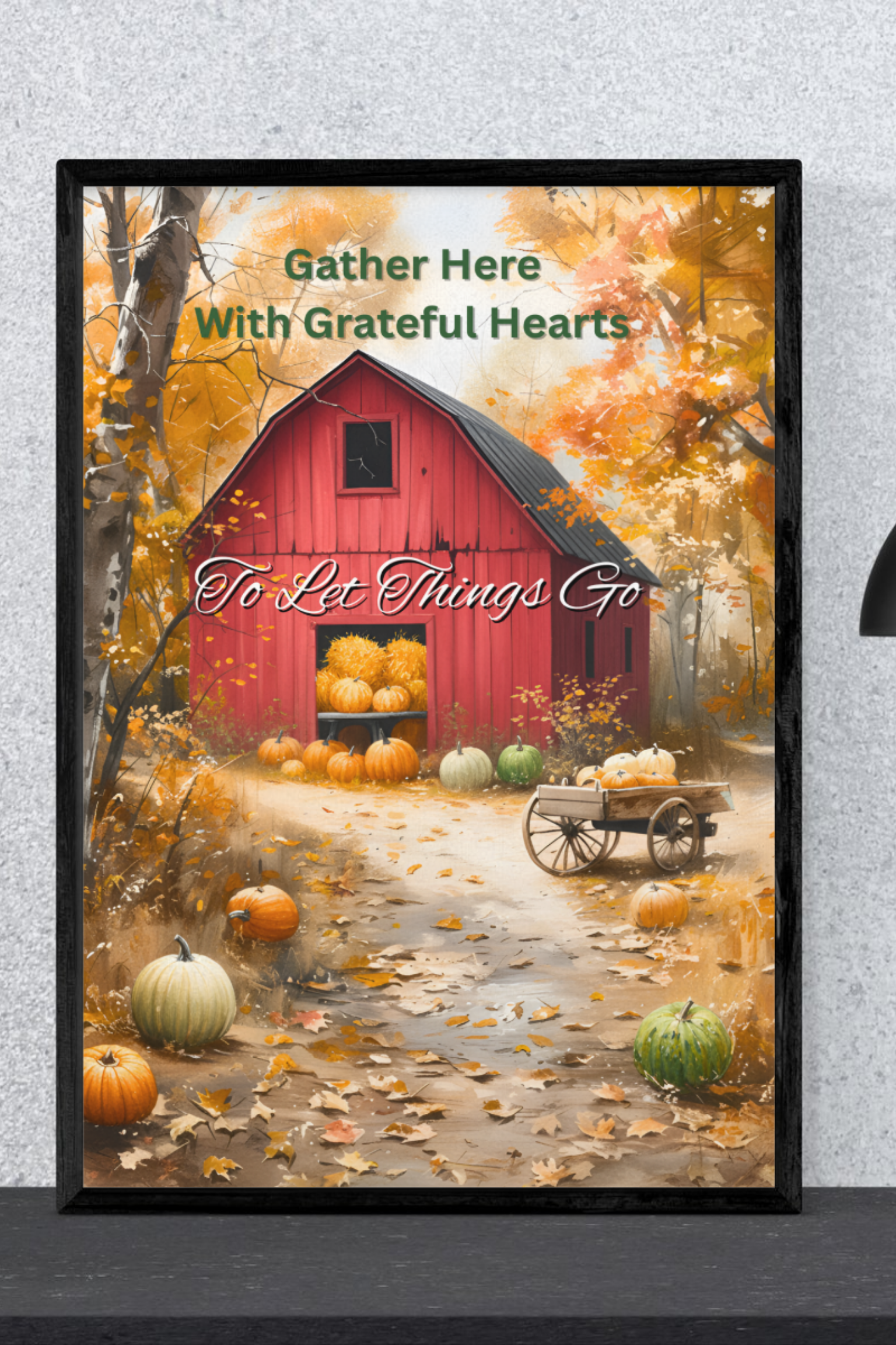 "Gather Here with Grateful Hearts" | Rustic Red Barn Autumn Poster product thumbnail image "Gather Here with Grateful Hearts" | Rustic Red Barn Autumn Poster product thumbnail image