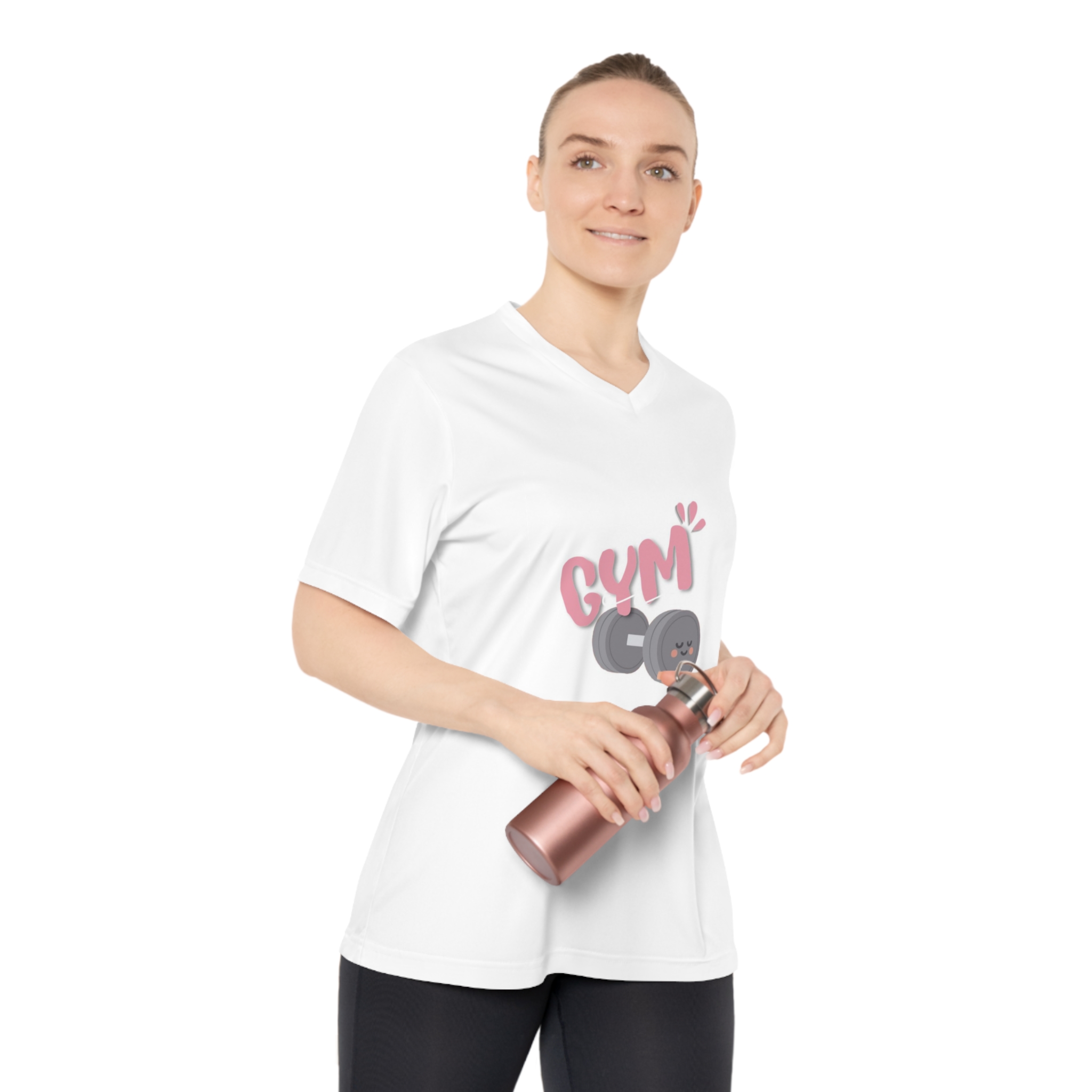 Personalized Women's V-Neck Sports T-Shirt, Fitness Top, Workout Shirt, Casual Athletic Wear, Comfortable Sports T-Shirt, Gift For Her product thumbnail image