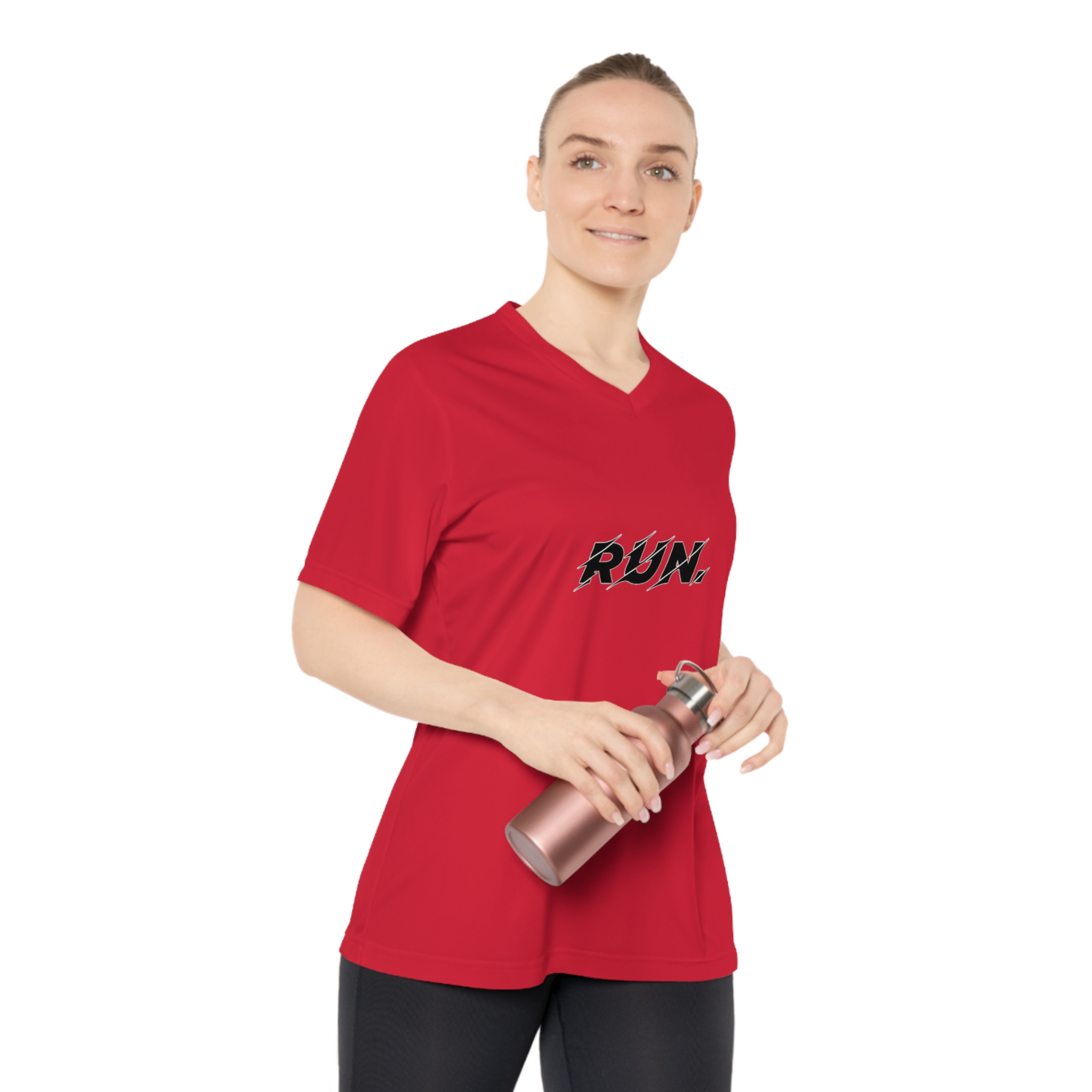 Personalized Women's V-Neck Sports T-Shirt, Fitness Top, Workout Shirt, Casual Athletic Wear, Comfortable Sports T-Shirt, Gift For Her product thumbnail image