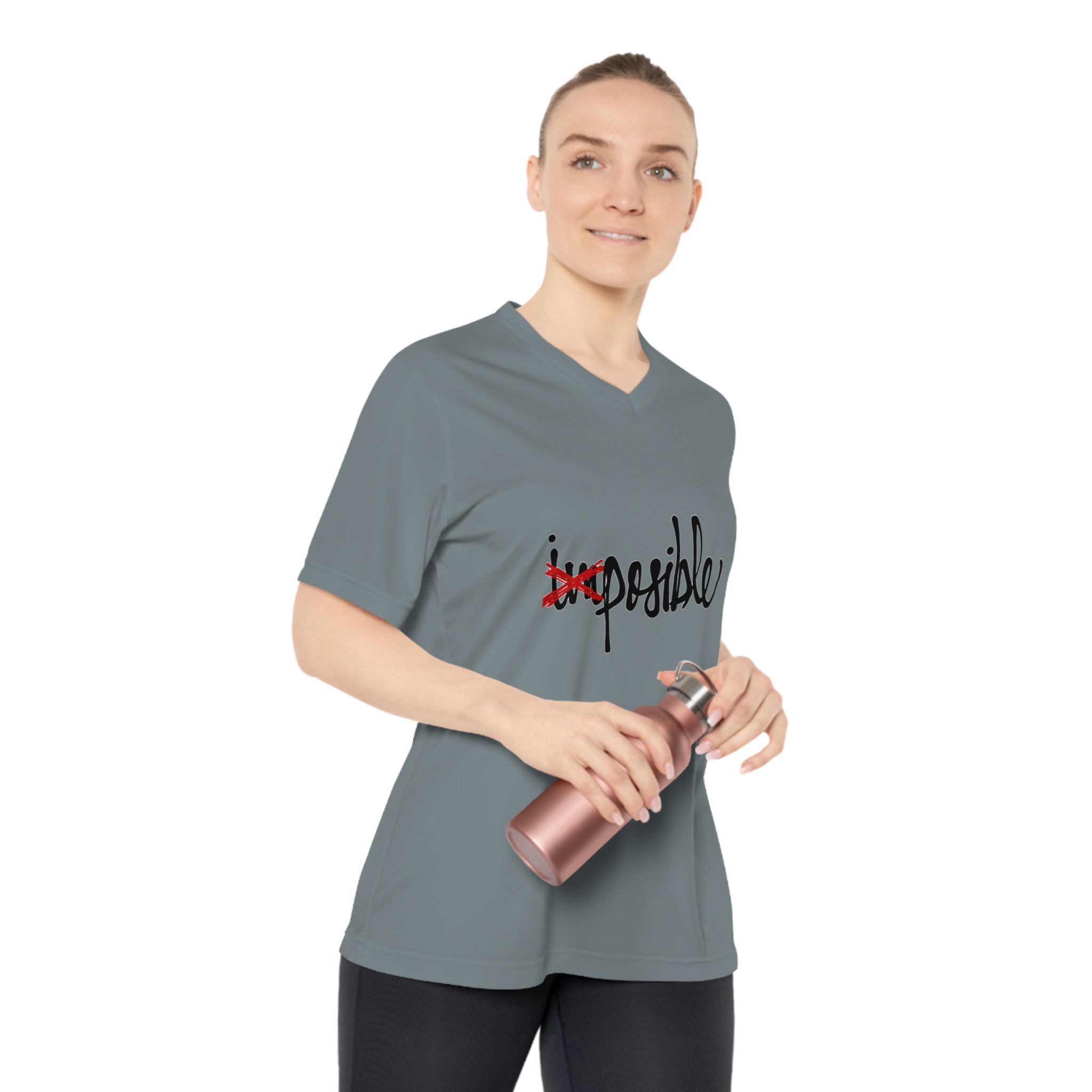 Personalized Women's V-Neck Sports T-Shirt, Fitness Top, Workout Shirt, Casual Athletic Wear, Comfortable Sports T-Shirt, Gift For Her product thumbnail image