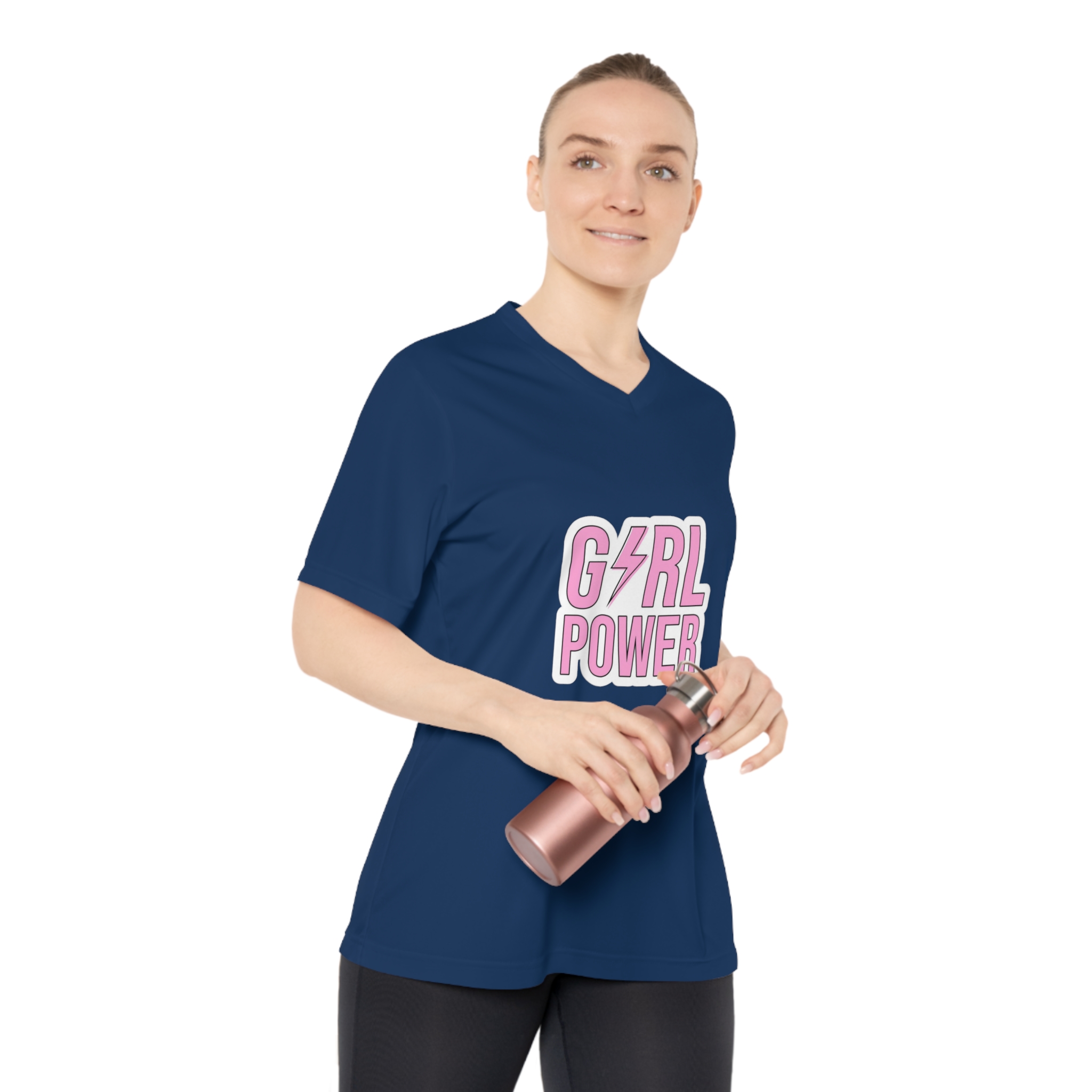 Personalized Women's V-Neck Sports T-Shirt, Fitness Top, Workout Shirt, Casual Athletic Wear, Comfortable Sports T-Shirt, Gift For Her product thumbnail image