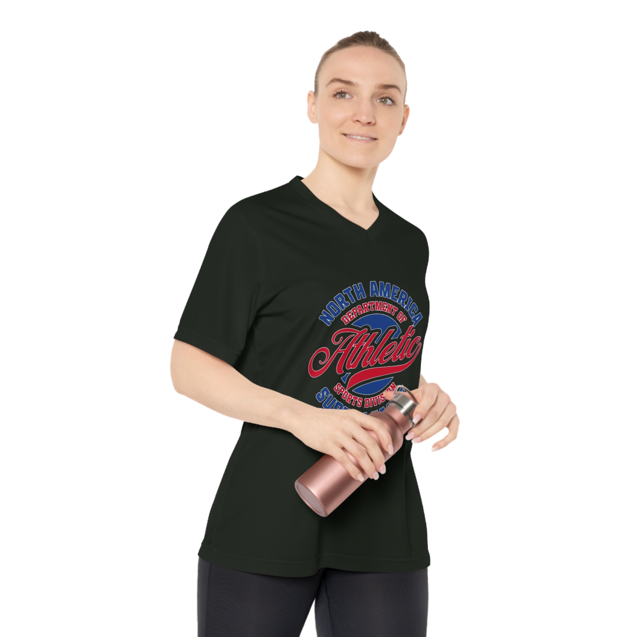 Personalized Women's V-Neck Sports T-Shirt, Fitness Top, Workout Shirt, Casual Athletic Wear, Comfortable Sports T-Shirt, Gift For Her product thumbnail image