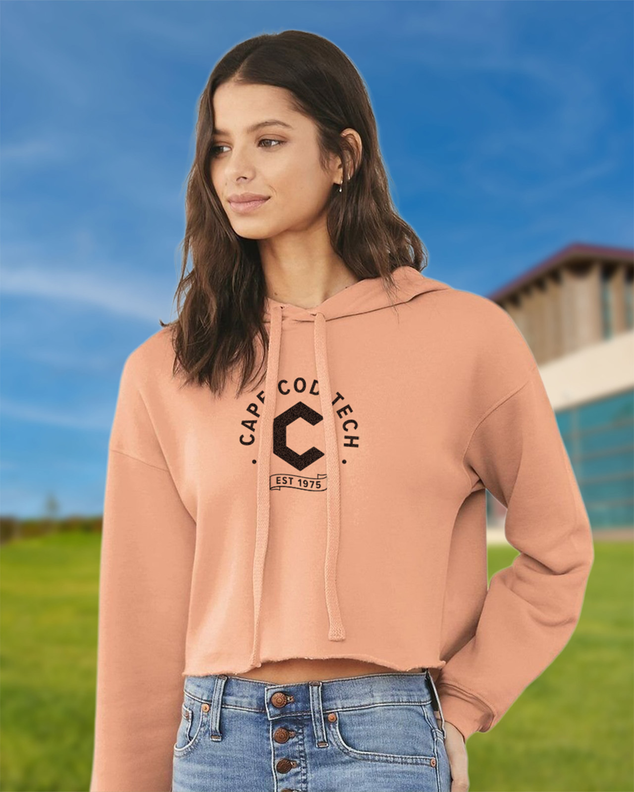 Cape Cod Tech Women's Cropped Hoodie, Trendy Pullover Sweater, Summer Layering, Gift for Her, Casual Style product thumbnail image Cape Cod Tech Women's Cropped Hoodie, Trendy Pullover Sweater, Summer Layering, Gift for Her, Casual Style product thumbnail image