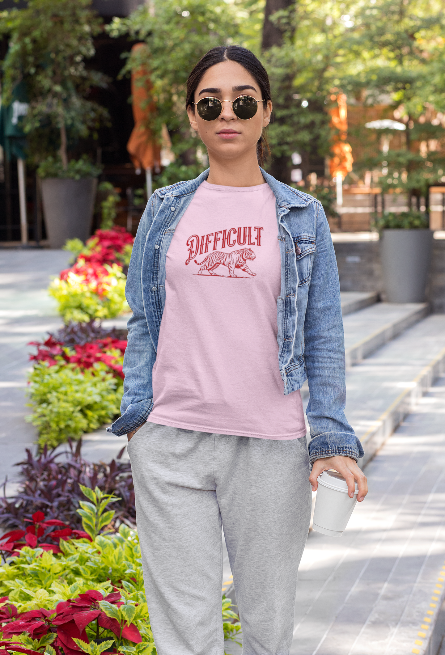 Difficult Tiger Tee for Women, Casual Graphic Tee, Trendy Animal Shirt, Gift for Her, Statement T-Shirt product thumbnail image