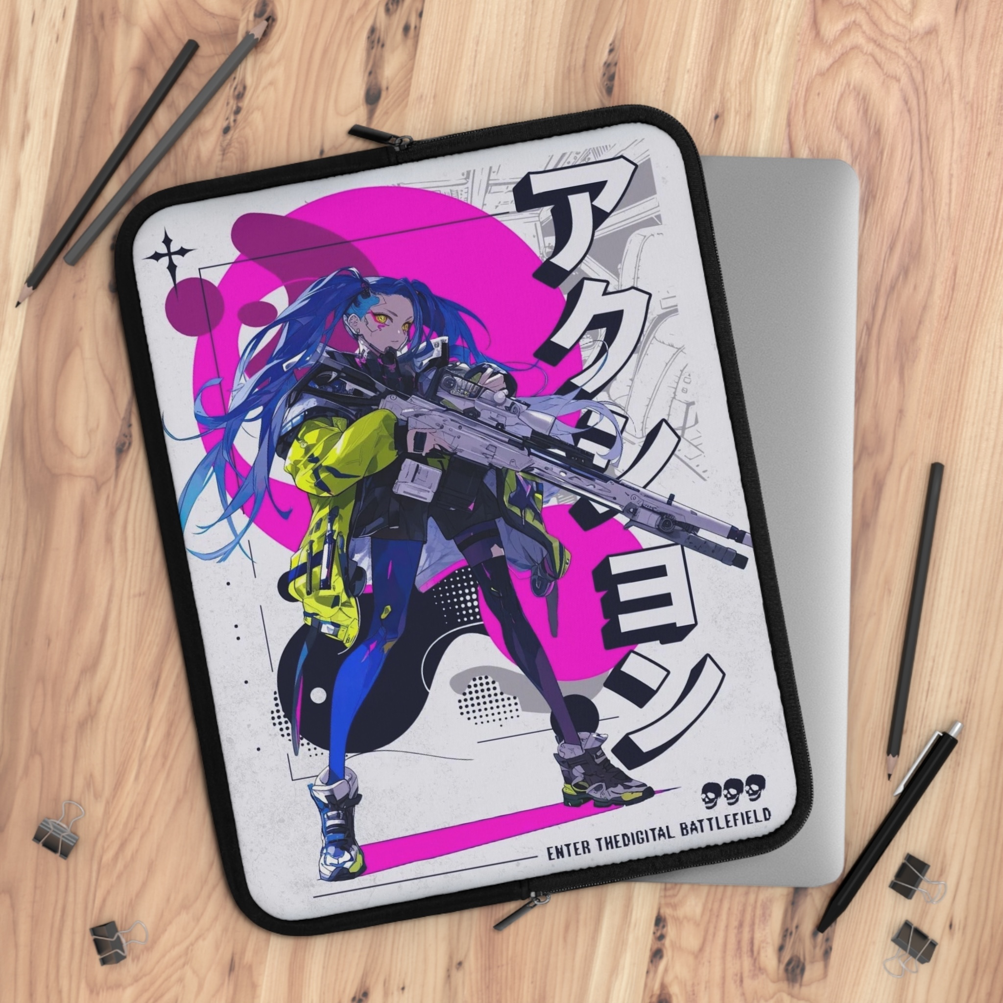Cyberpunk Anime Laptop Sleeve, Tech Case, Computer Cover, Electronics Pouch, product thumbnail image Cyberpunk Anime Laptop Sleeve, Tech Case, Computer Cover, Electronics Pouch, product thumbnail image