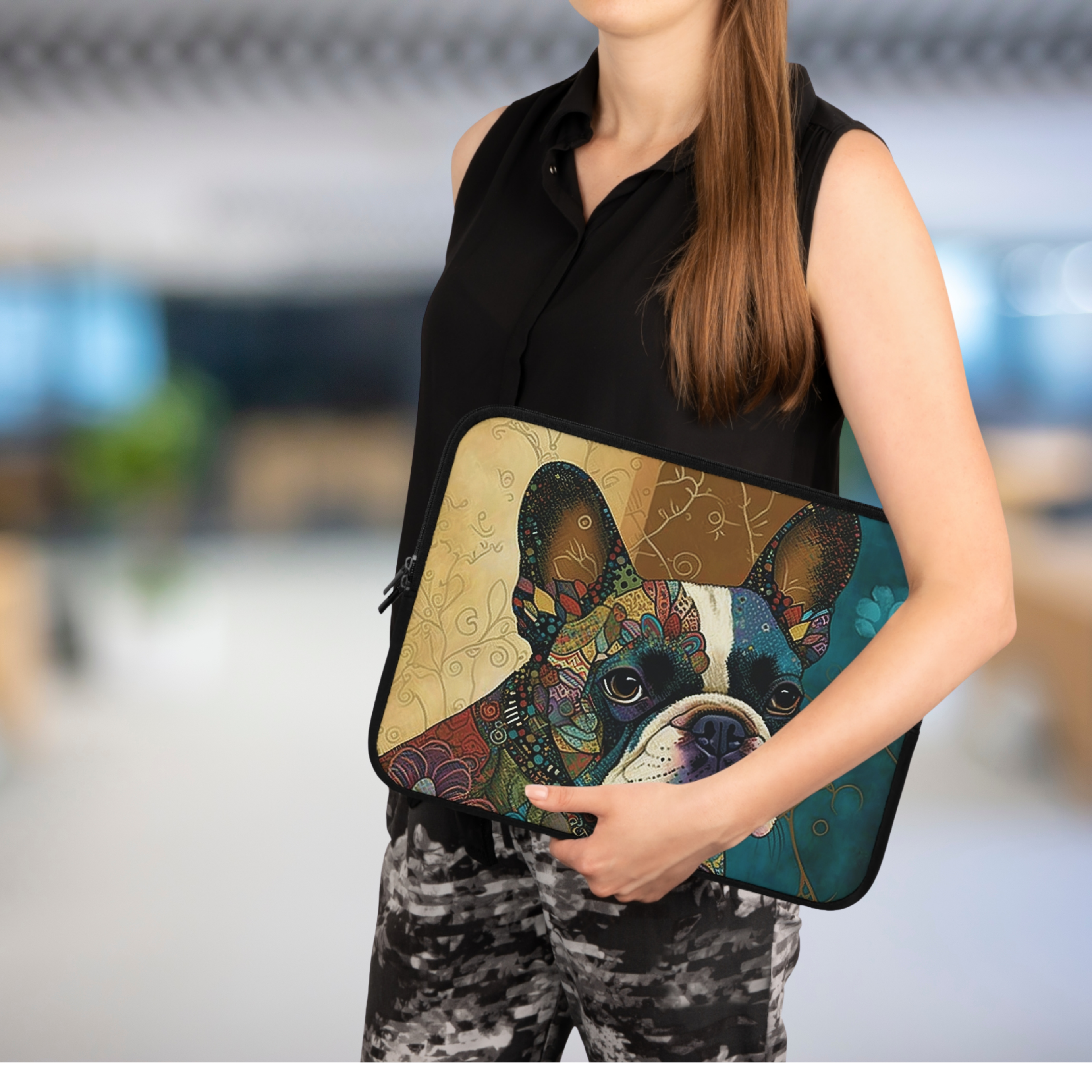 💻 Artistic French Bulldog Laptop Sleeve – Bold Protection with Canine Flair | 3 Sizes Available