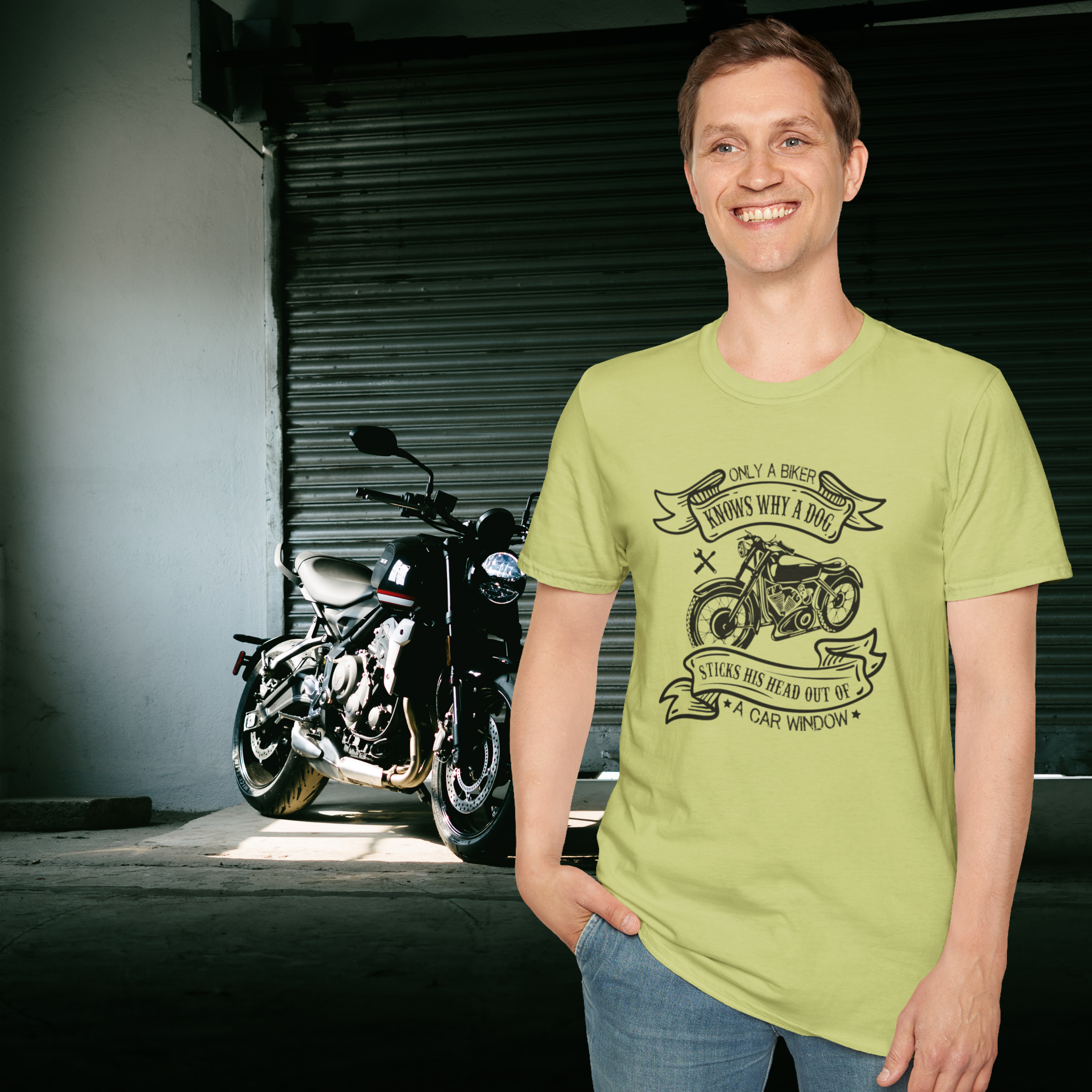 🏍️ "Only a Biker Knows Why a Dog Sticks His Head Out the Window" – Ride or Drool Biker T-Shirt | Unisex Comfort Fit product thumbnail image