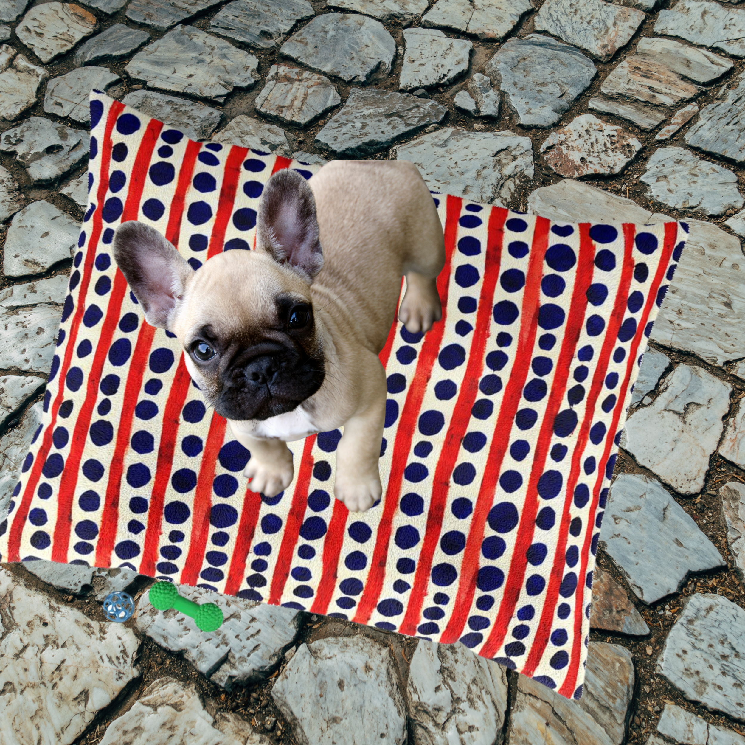 🗽 French Bulldog Bed: Red, White &amp; Boop! – Patriotic Comfort for Snoozy Frenchies product thumbnail image