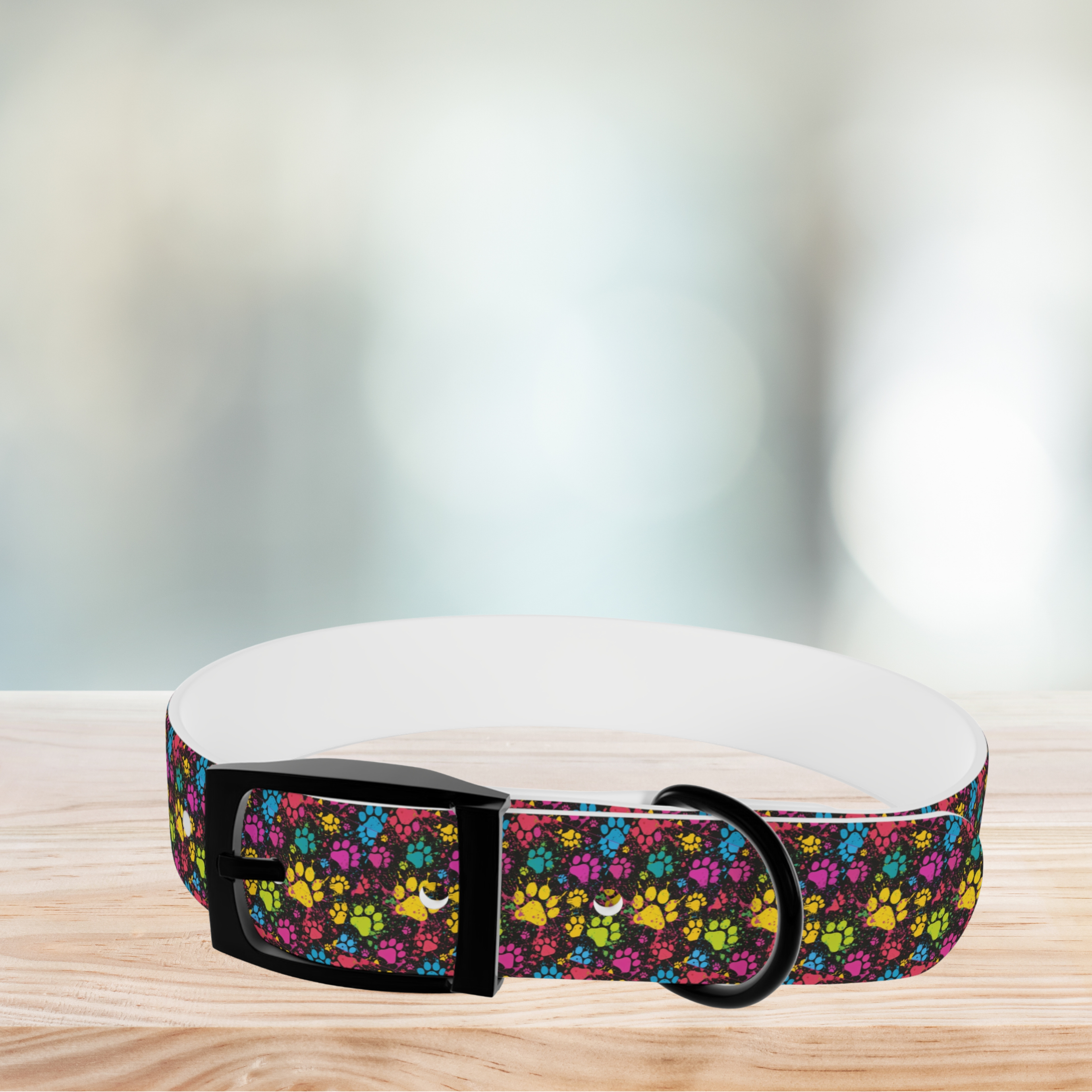 🐾 Neon Paw Print Dog Collar – Waterproof, Bold, and Built for Fun | TPU Adventure Collar with Sleek Metal Buckle