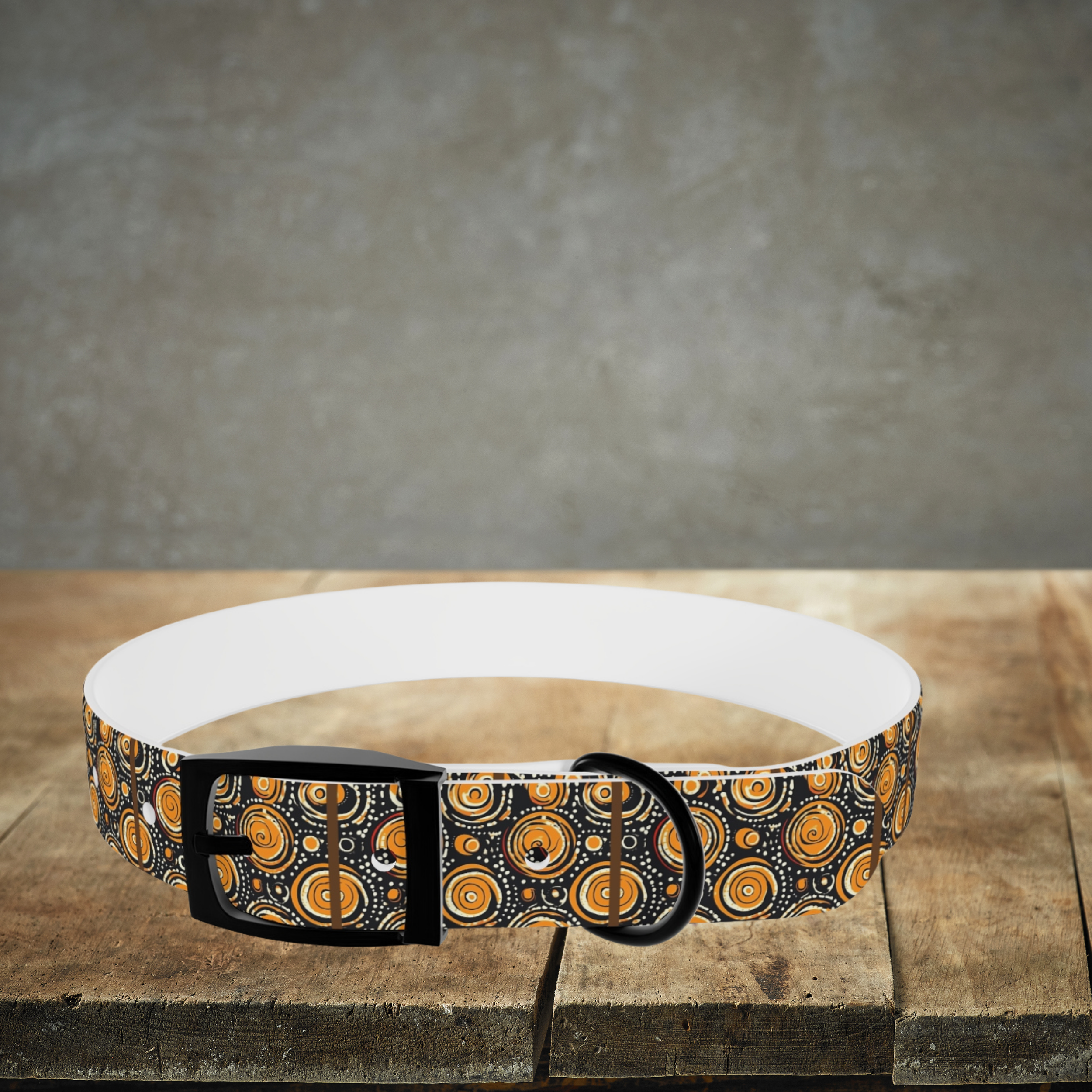 🌀 Frenchie Tribal Trails Dog Collar – Bold Adventure Style with Black or Gunmetal Buckle Options (S–XL)