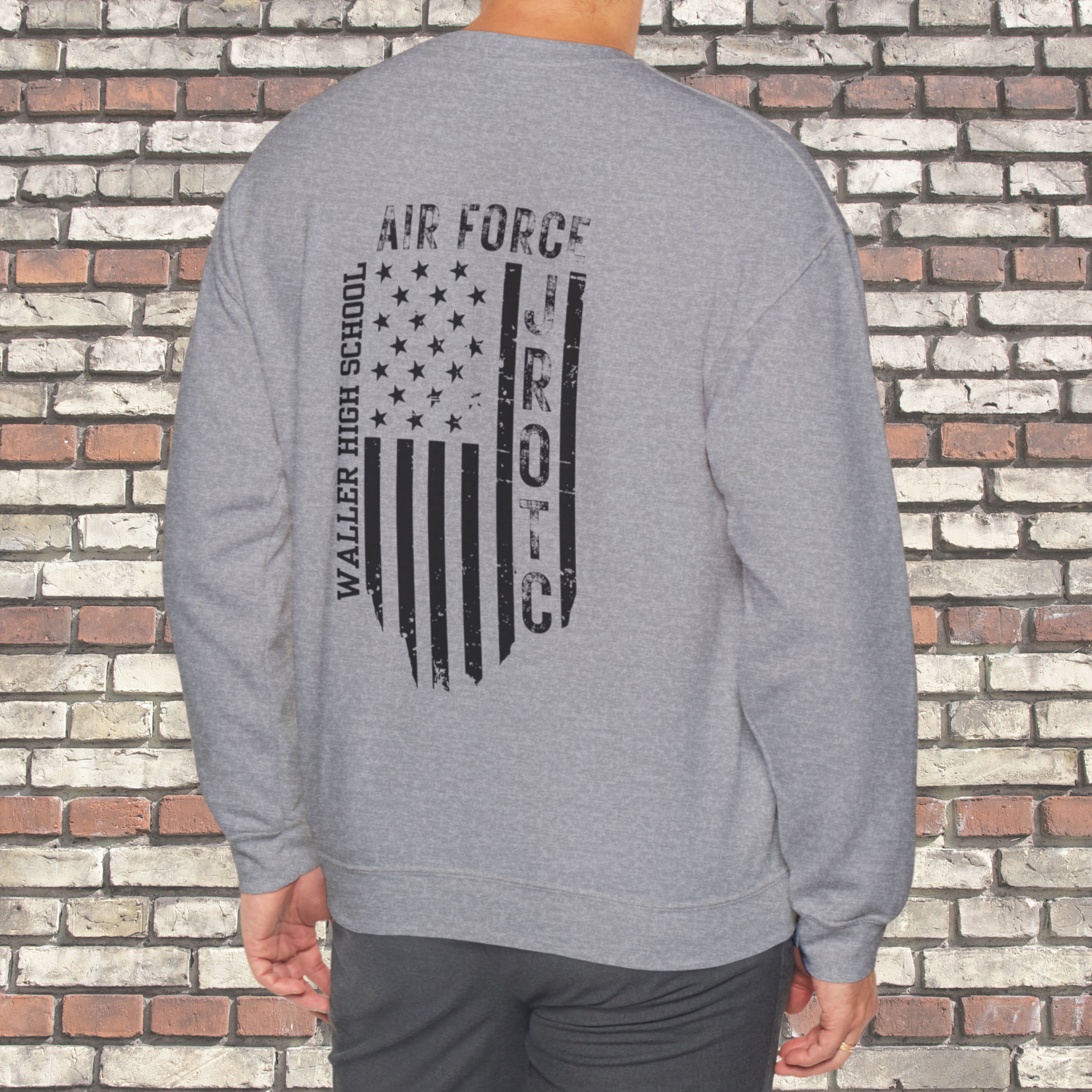 WHS Air Force JROTC Distressed Flag Long Sleeve Shirt - Design on Back of Shirt- Unisex Ultra Cotton Long Sleeve Tee