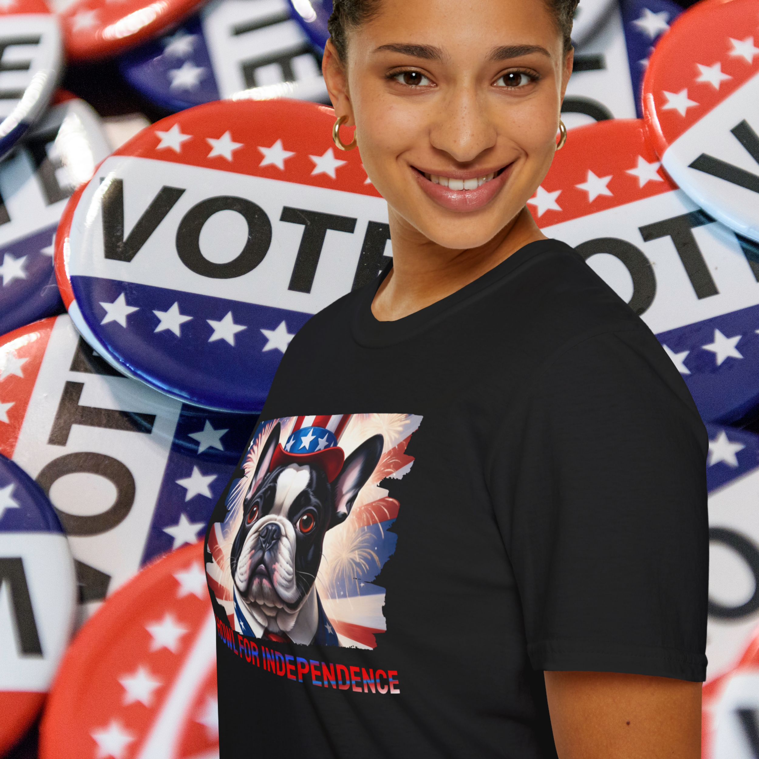 🦬Howl for Independence Unisex T-Shirt – Patriotic French Bulldog 4th of July Tee 4th of July | XS - 3XL  product thumbnail image