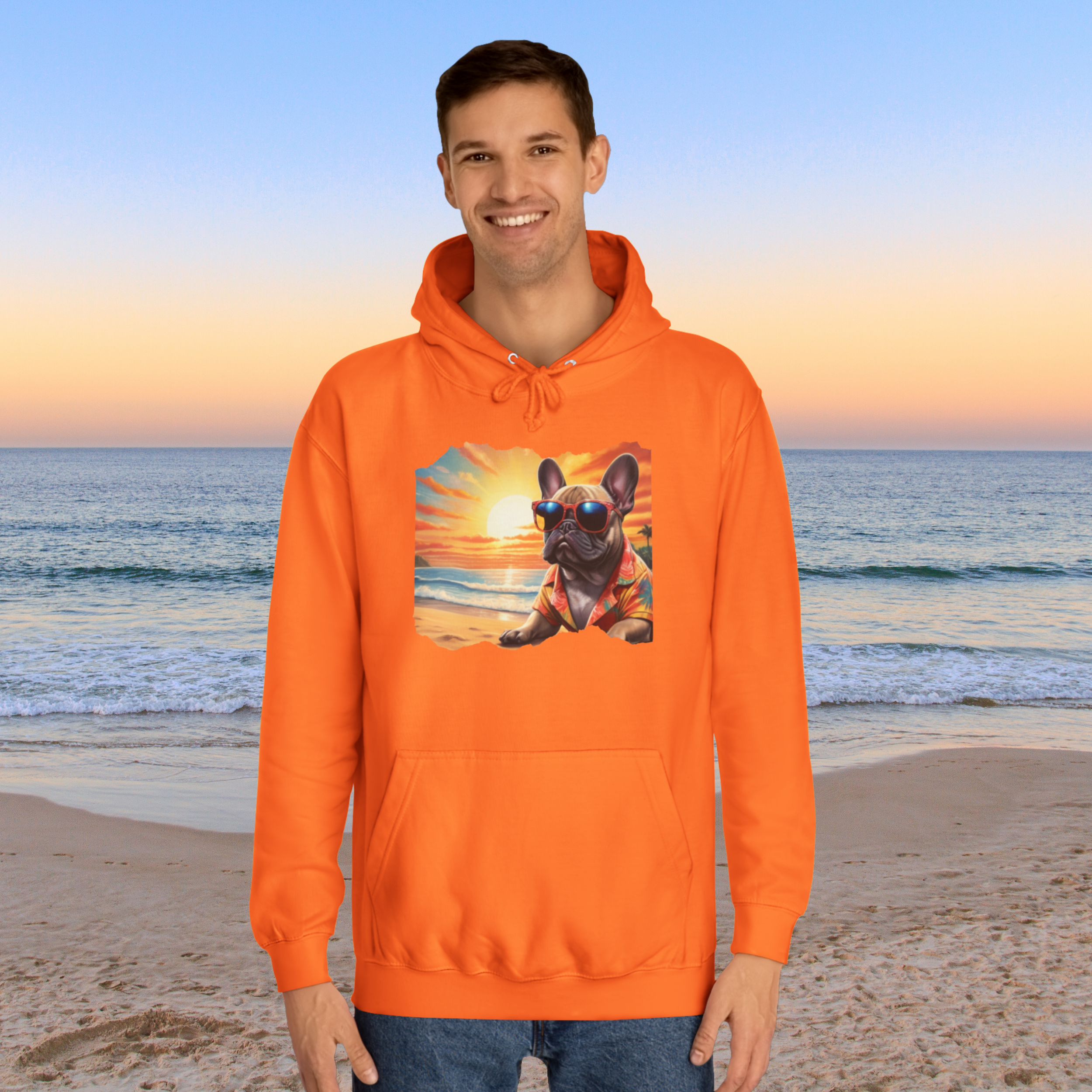 🌴Sunset Sleuth Hoodie – Magnum-Style French Bulldog Beach Sweatshirt (S–2XL, 5 Colors)