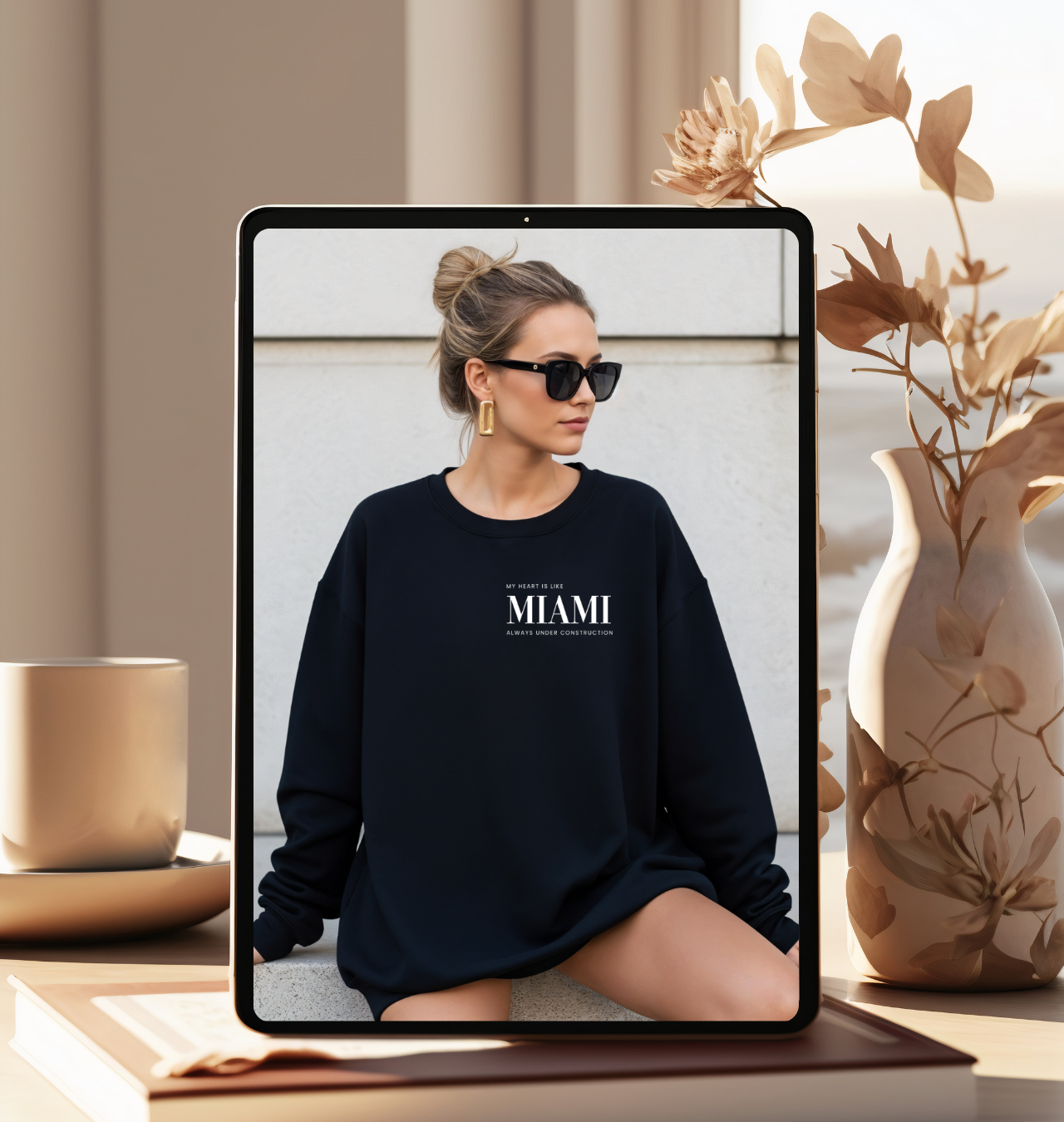 Miami Black Sweatshirt – Minimalist Crewneck, Unisex Oversized Streetwear, Inspirational Graphic Pullover product thumbnail image Miami Black Sweatshirt – Minimalist Crewneck, Unisex Oversized Streetwear, Inspirational Graphic Pullover product thumbnail image