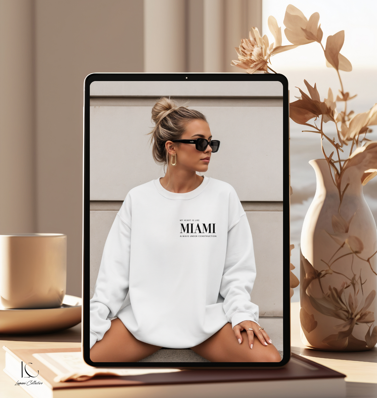 Miami White Sweatshirt – Minimalist Crewneck, Unisex Oversized Streetwear, Inspirational Graphic Pullover product thumbnail image Miami White Sweatshirt – Minimalist Crewneck, Unisex Oversized Streetwear, Inspirational Graphic Pullover product thumbnail image