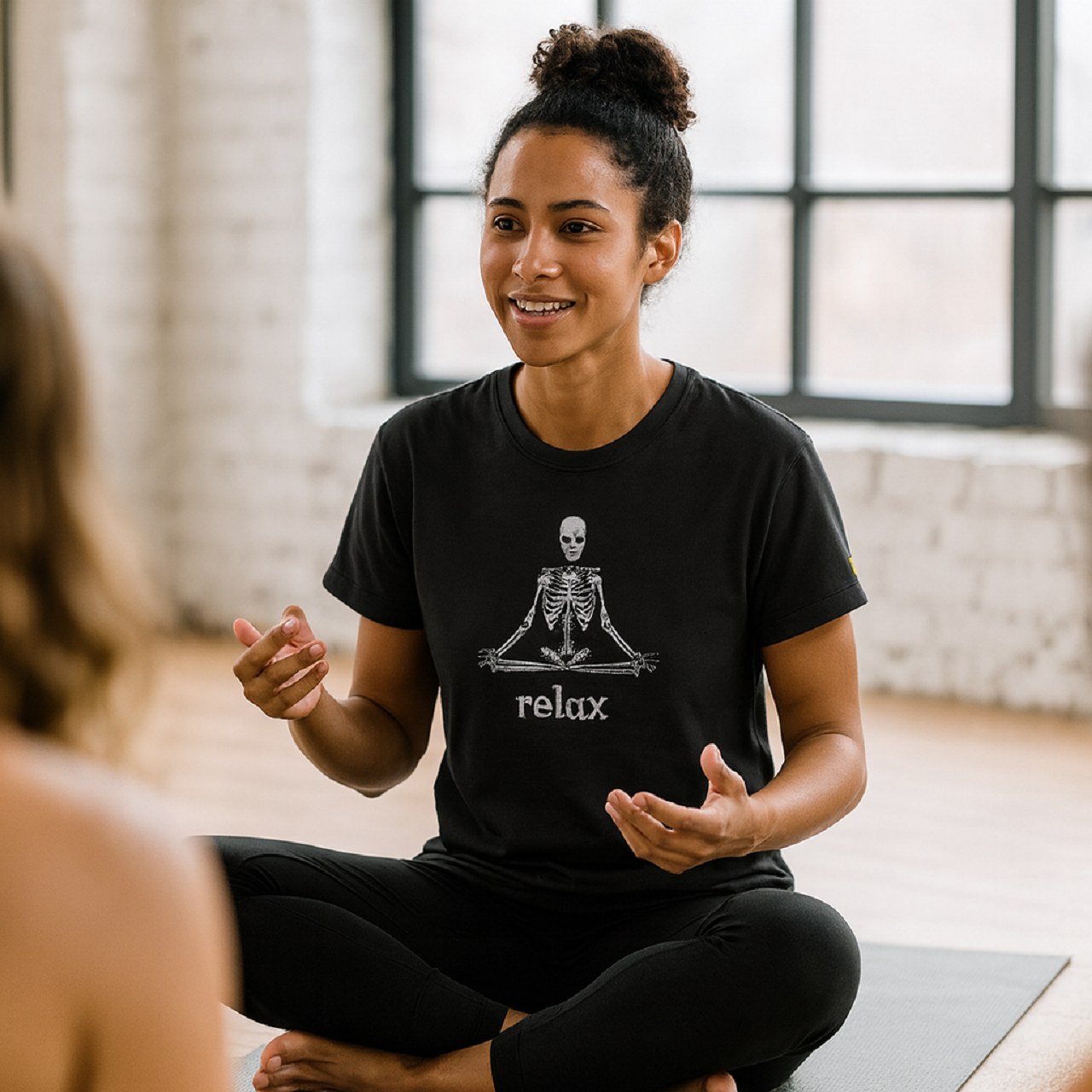 Relax Yoga Skeleton Black 100% Cotton T-Shirt Relax Yoga Skeleton Black 100% Cotton T-Shirt