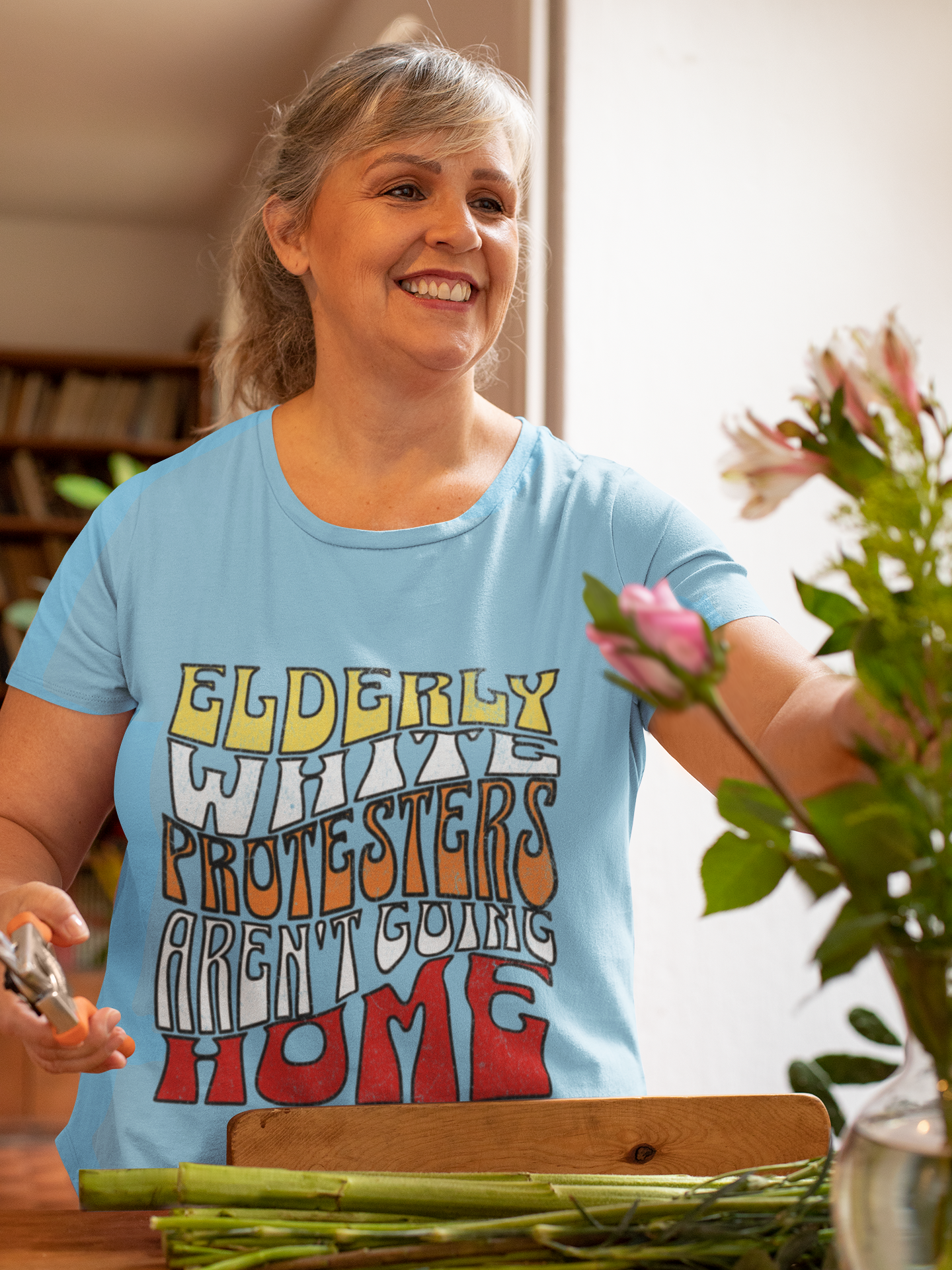 T-Shirt- Elderly Hippie Protesters Aren't Going Home