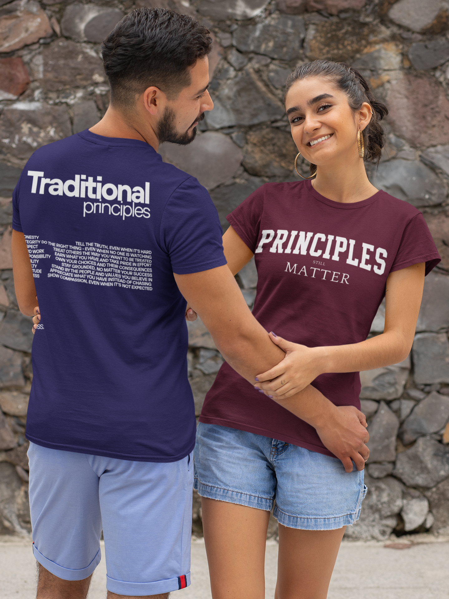 Unisex Graphic Tee - Principles Matter, Inspirational Tee, Motivational Shirt, Casual Wear, Gift for Students product thumbnail image
