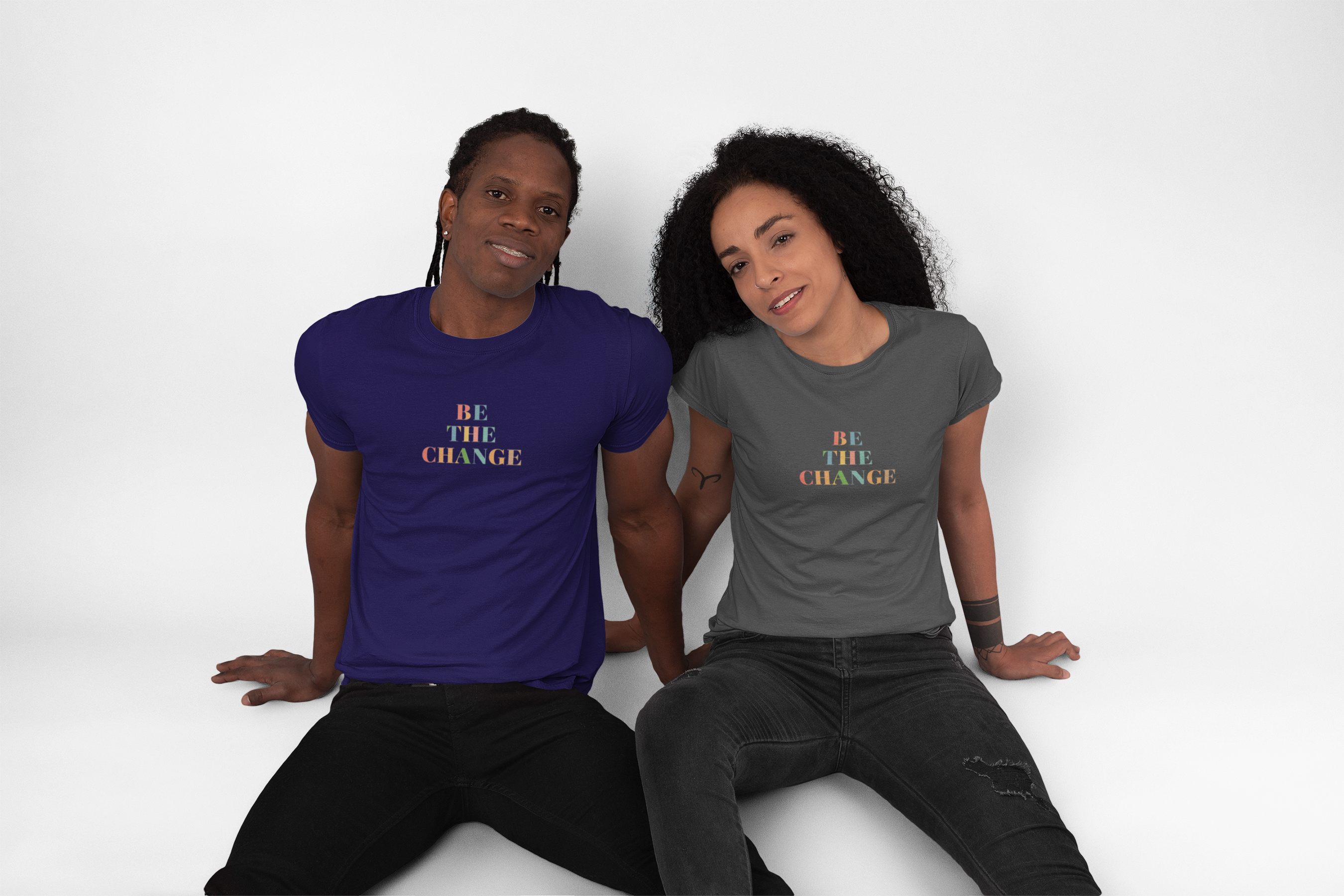 Inspirational Cotton Crew Tee - Be The Change, Unisex Graphic Tee, Casual Everyday Wear, Gift for Activists, Motivational Clothing