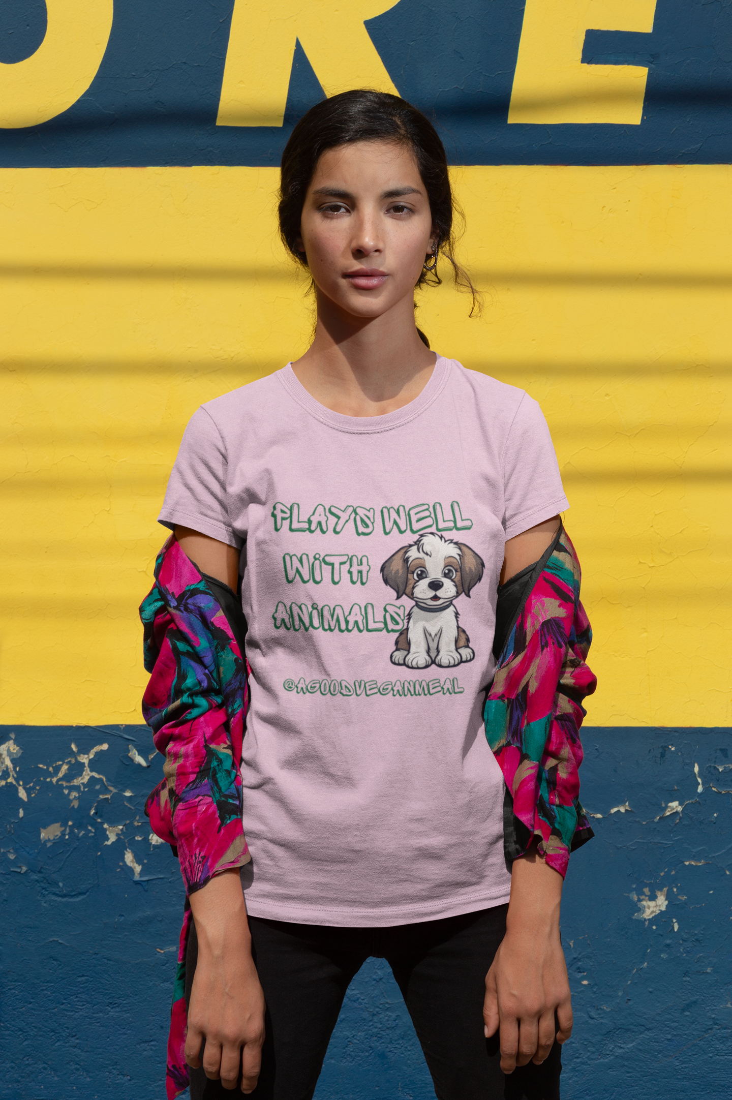 Playful Pet Lover's Tee: Plays Well with Animals T-Shirt, Animal Lover Gift, Casual Pet Shirt, Cute Dog Mom Top, Fun Animal Print