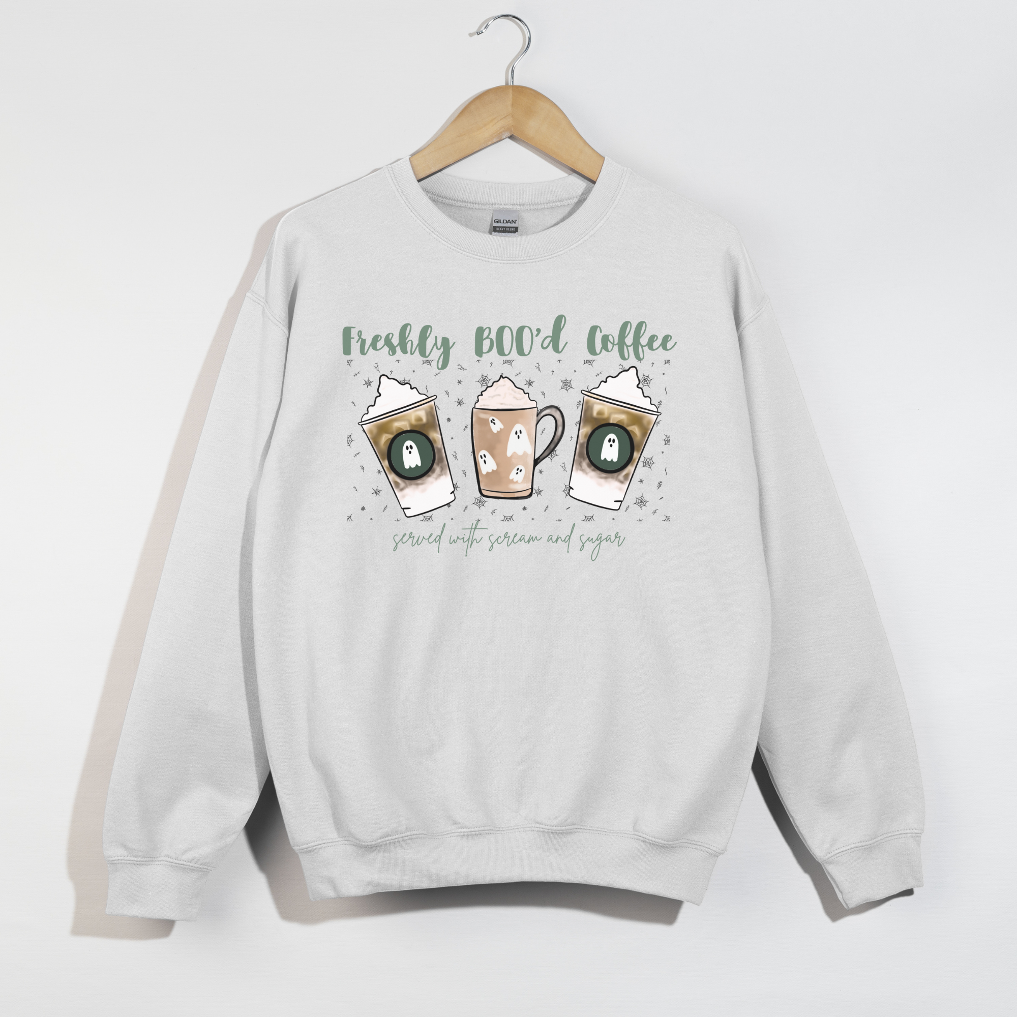 Ghost Crewneck Sweatshirt - "Freshly Boo'd Coffee" product thumbnail image Ghost Crewneck Sweatshirt - "Freshly Boo'd Coffee" product thumbnail image