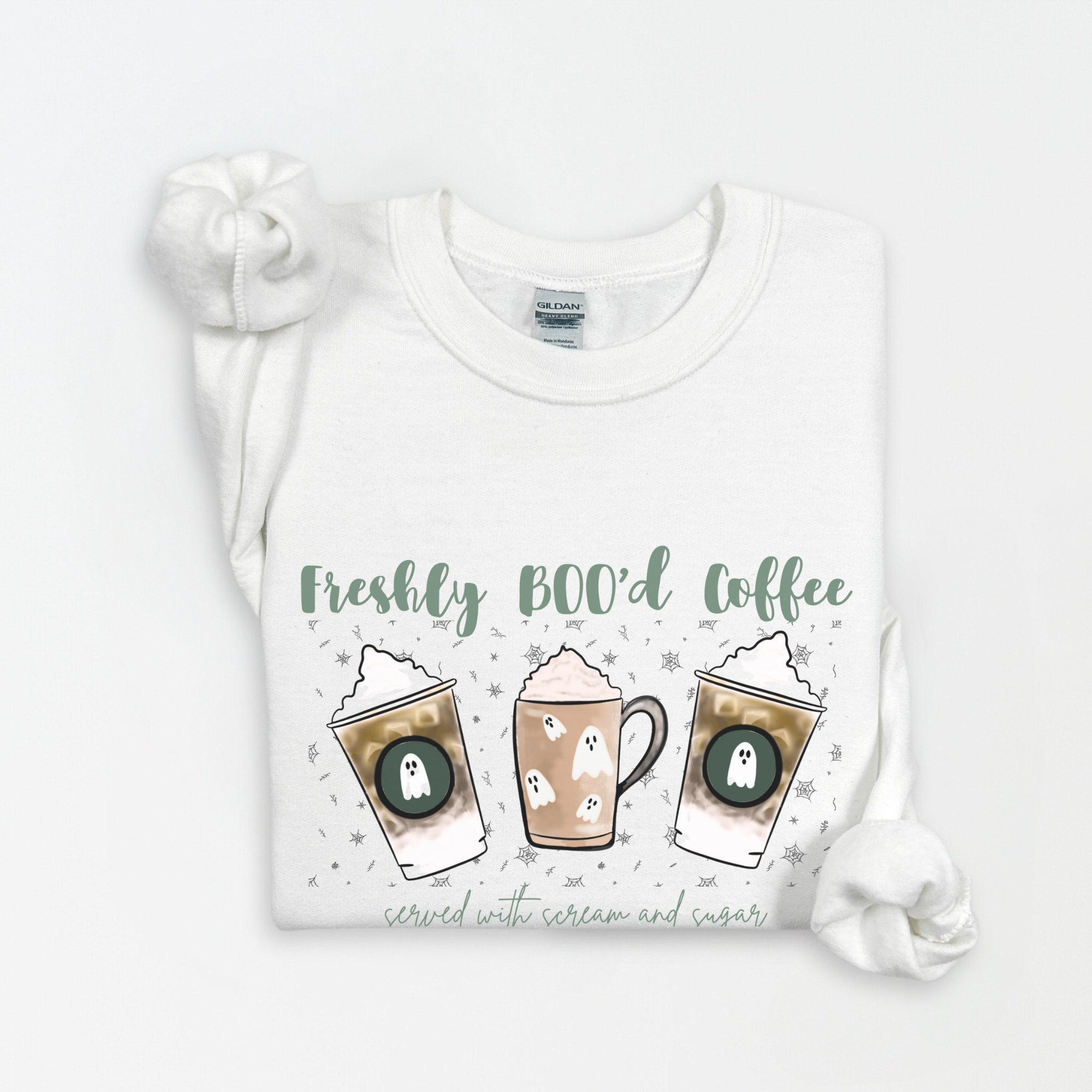 Ghost Crewneck Sweatshirt - "Freshly Boo'd Coffee" product thumbnail image Ghost Crewneck Sweatshirt - "Freshly Boo'd Coffee" product thumbnail image