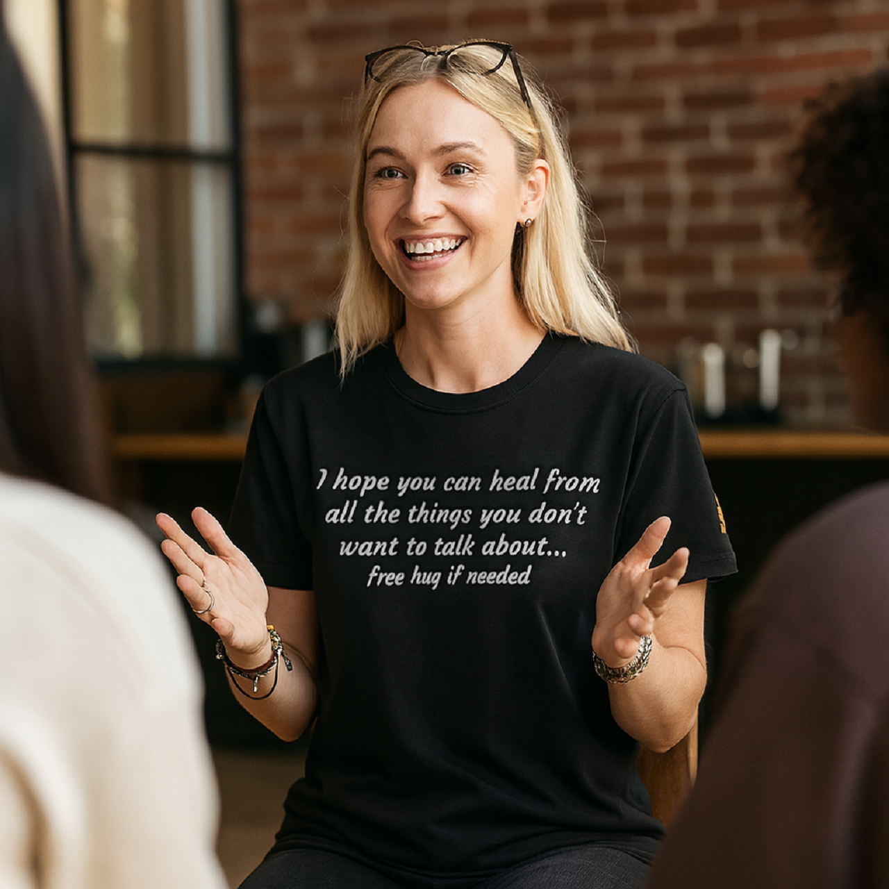 Courage to Heal Free Hug Version 100% Cotton Black T-Shirt