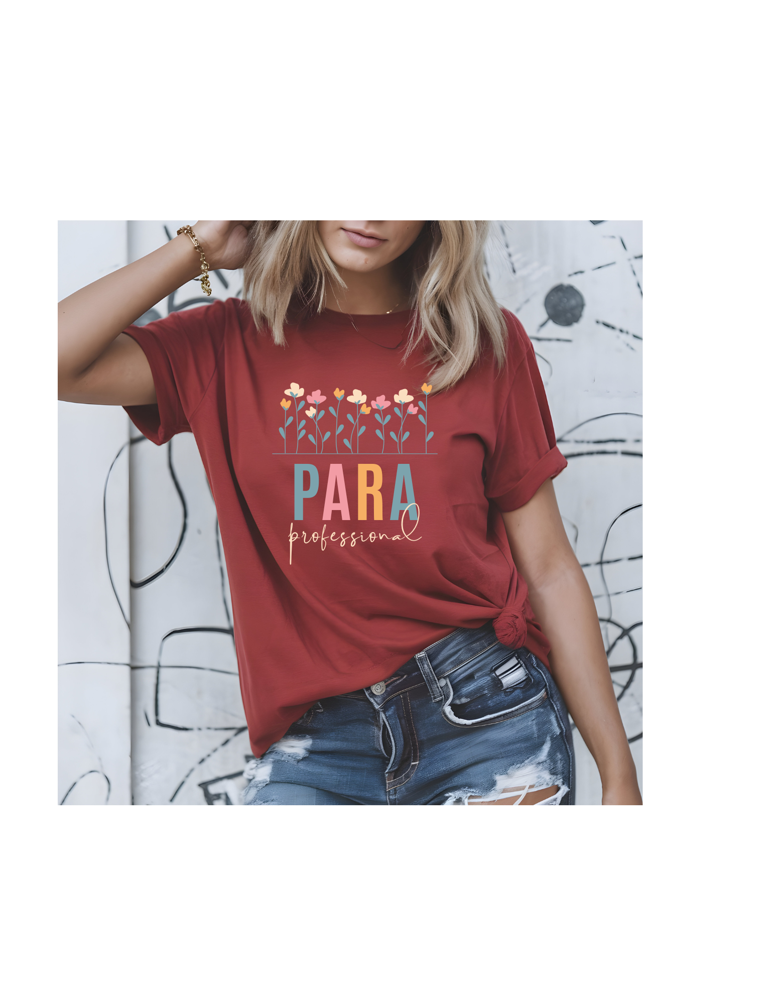 Paraprofessional Tee, Floral Professional Women's Tee, Cute Work T-Shirt, 