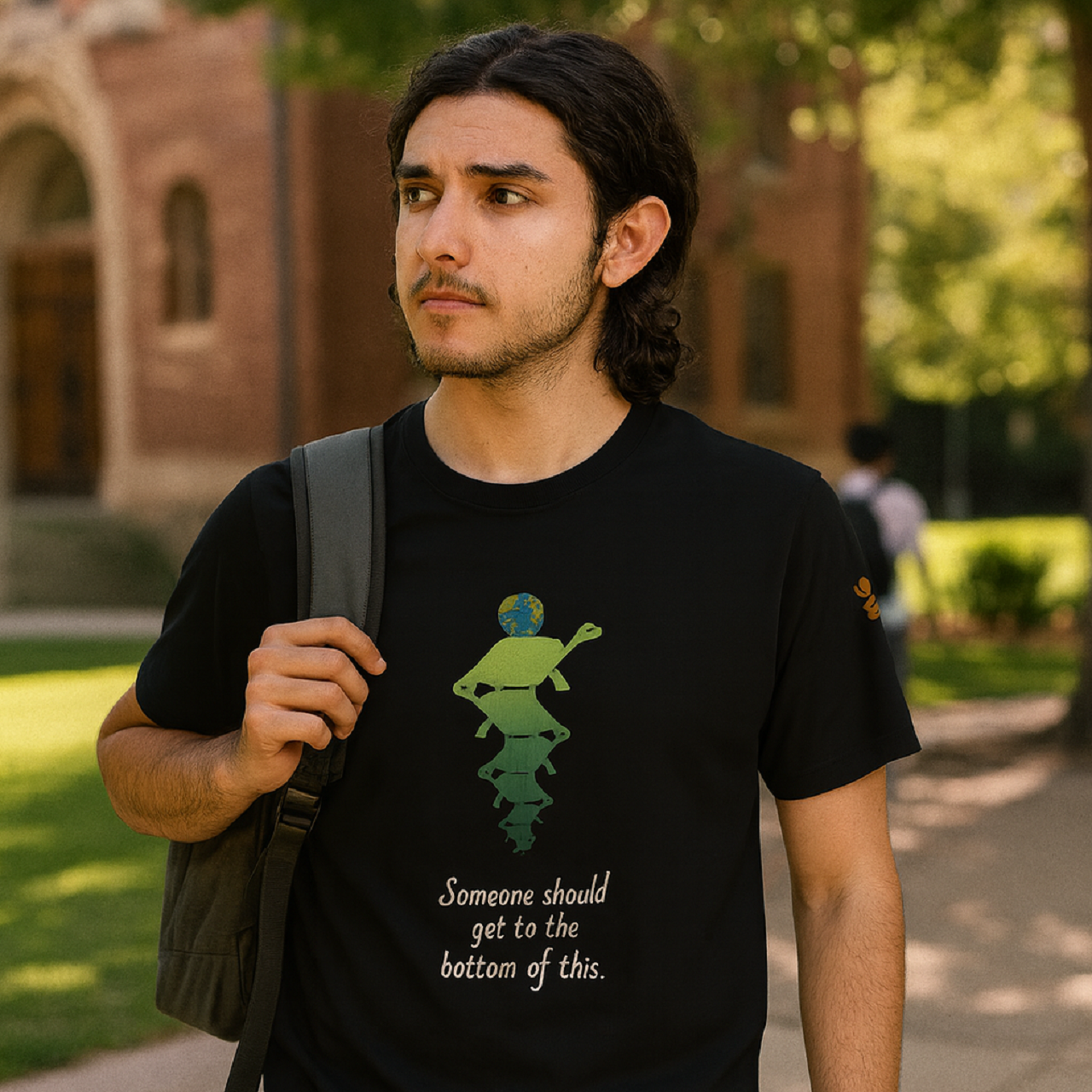 Turtles All the Way Down Black 100% Cotton T-Shirt product thumbnail image Turtles All the Way Down Black 100% Cotton T-Shirt product thumbnail image